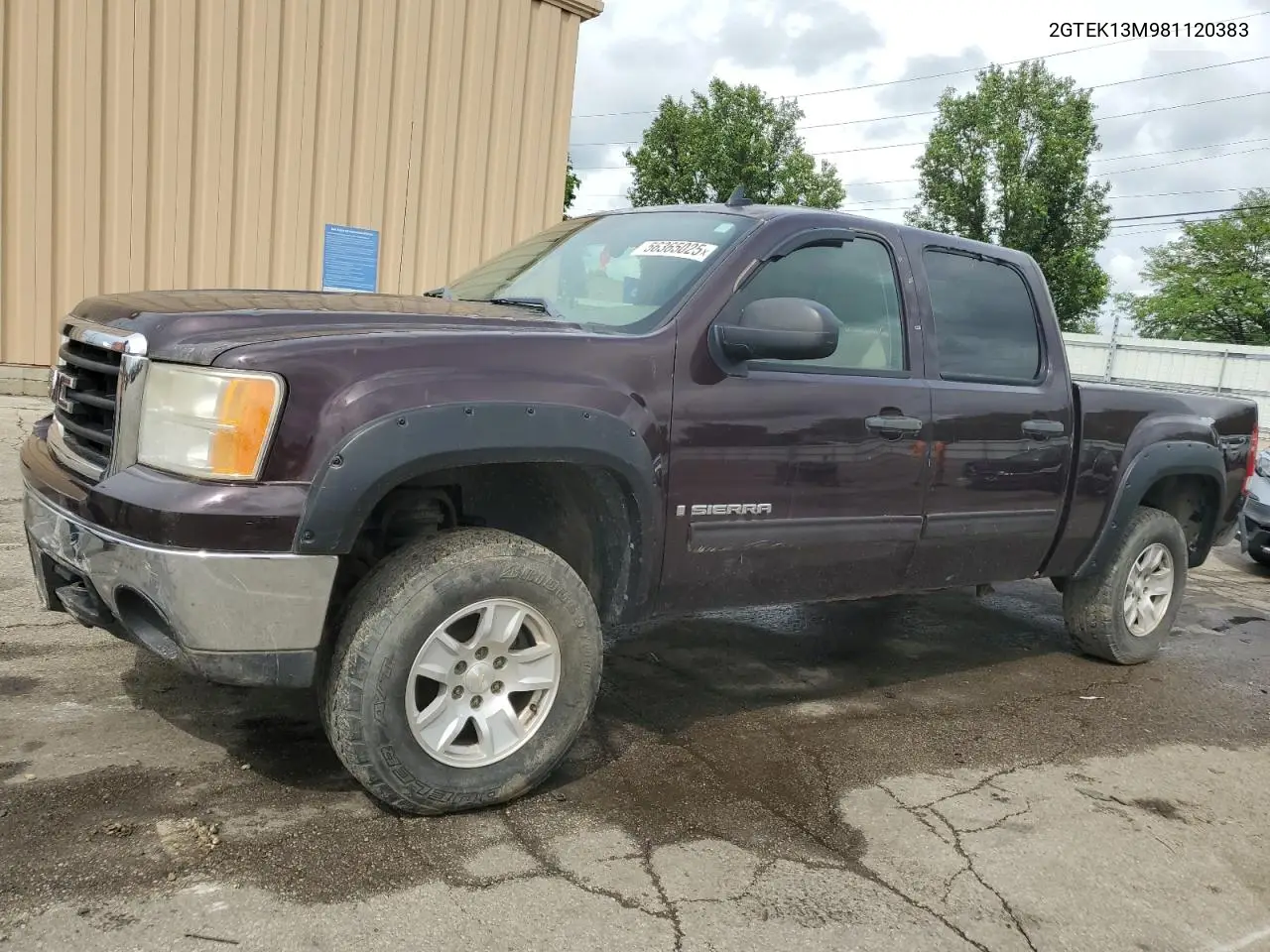 2008 GMC Sierra K1500 VIN: 2GTEK13M981120383 Lot: 56365025