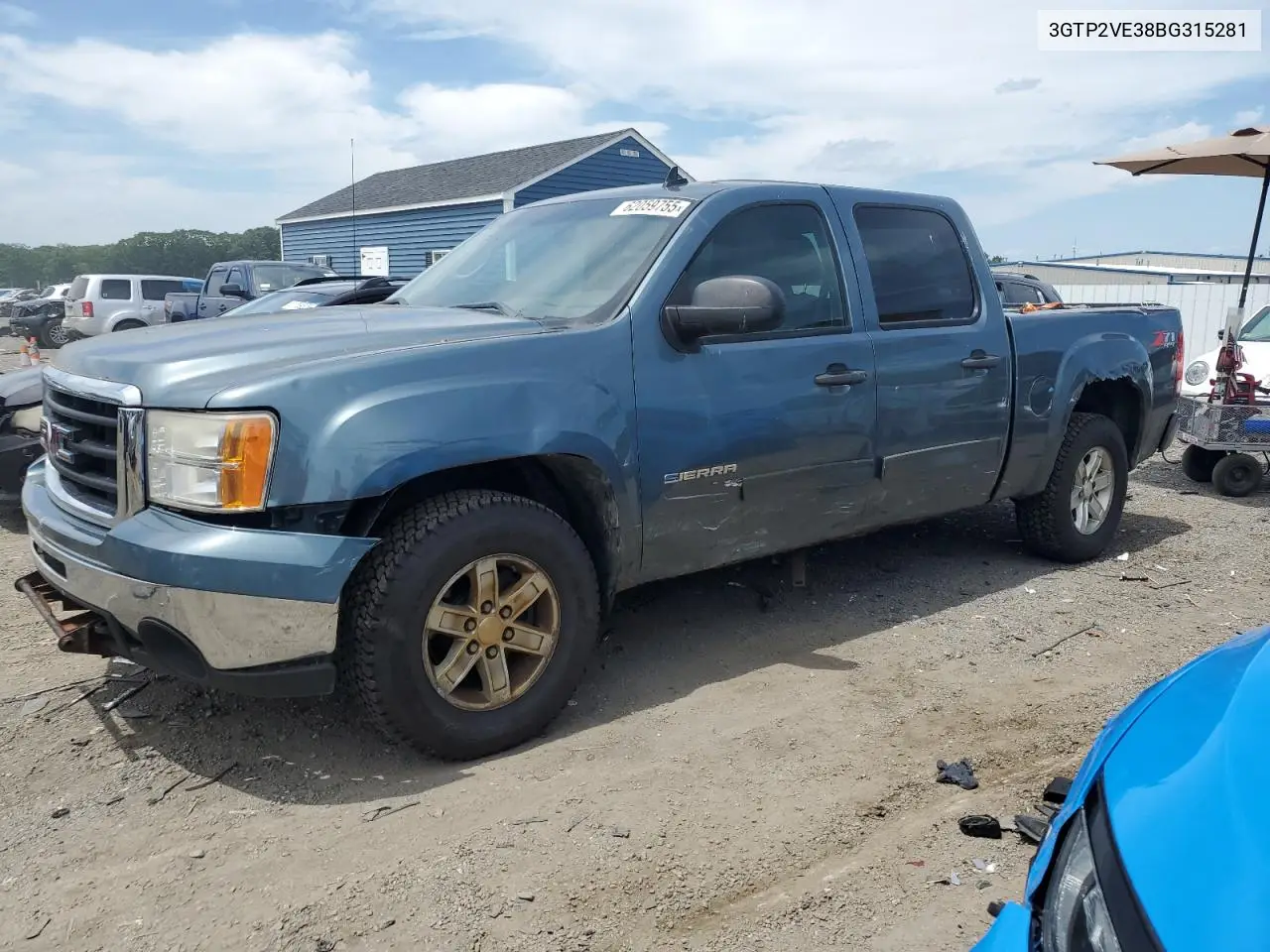 2011 GMC Sierra K1500 Sle VIN: 3GTP2VE38BG315281 Lot: 62059755