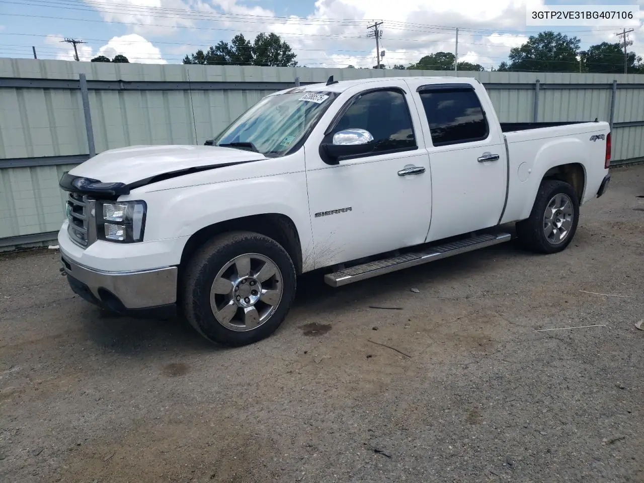 2011 GMC Sierra K1500 Sle VIN: 3GTP2VE31BG407106 Lot: 62388575
