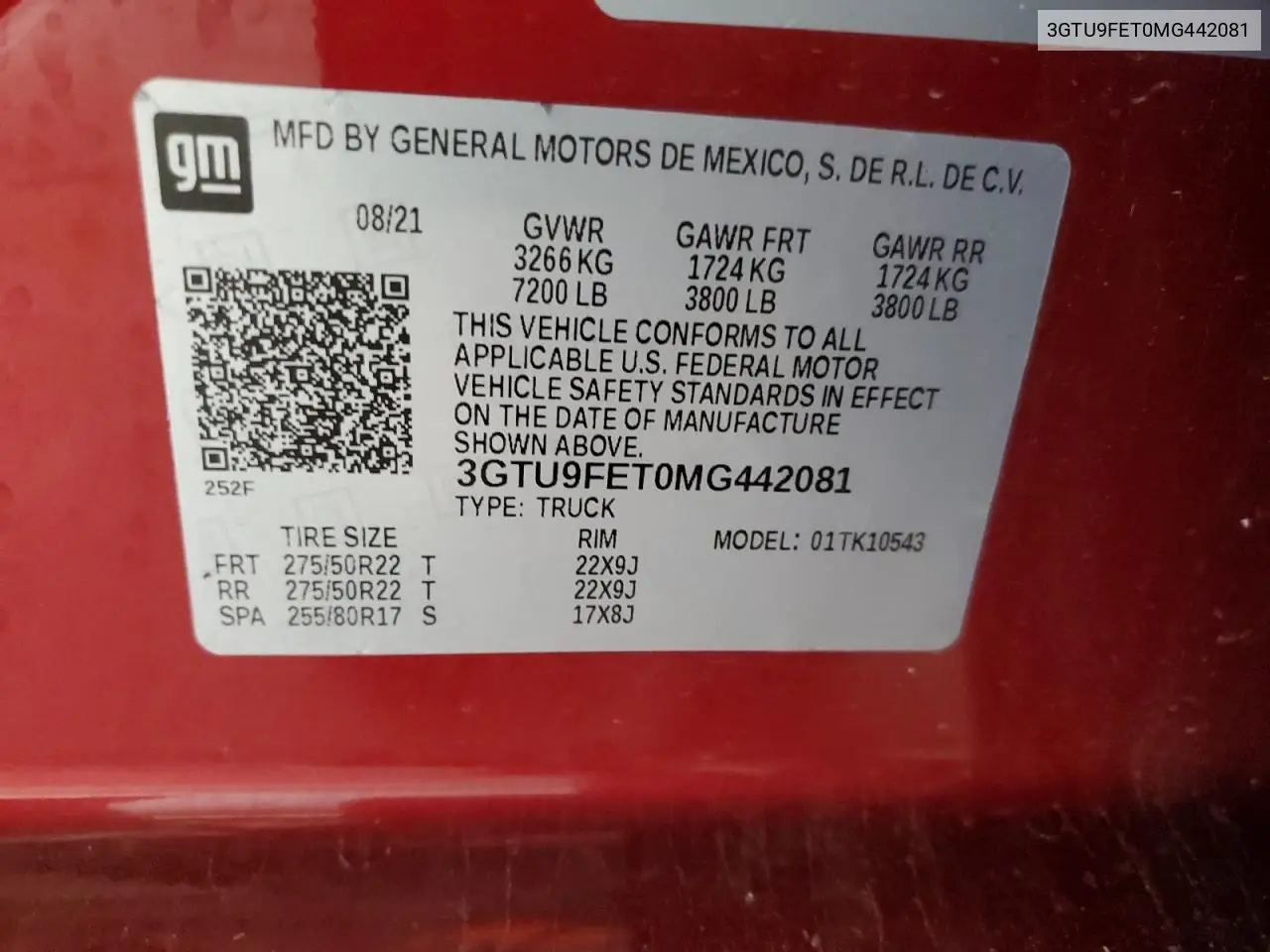 2021 GMC Sierra K1500 Denali VIN: 3GTU9FET0MG442081 Lot: 56964685