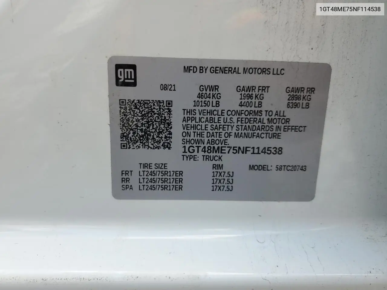 2022 GMC Sierra C2500 Sle VIN: 1GT48ME75NF114538 Lot: 62604265