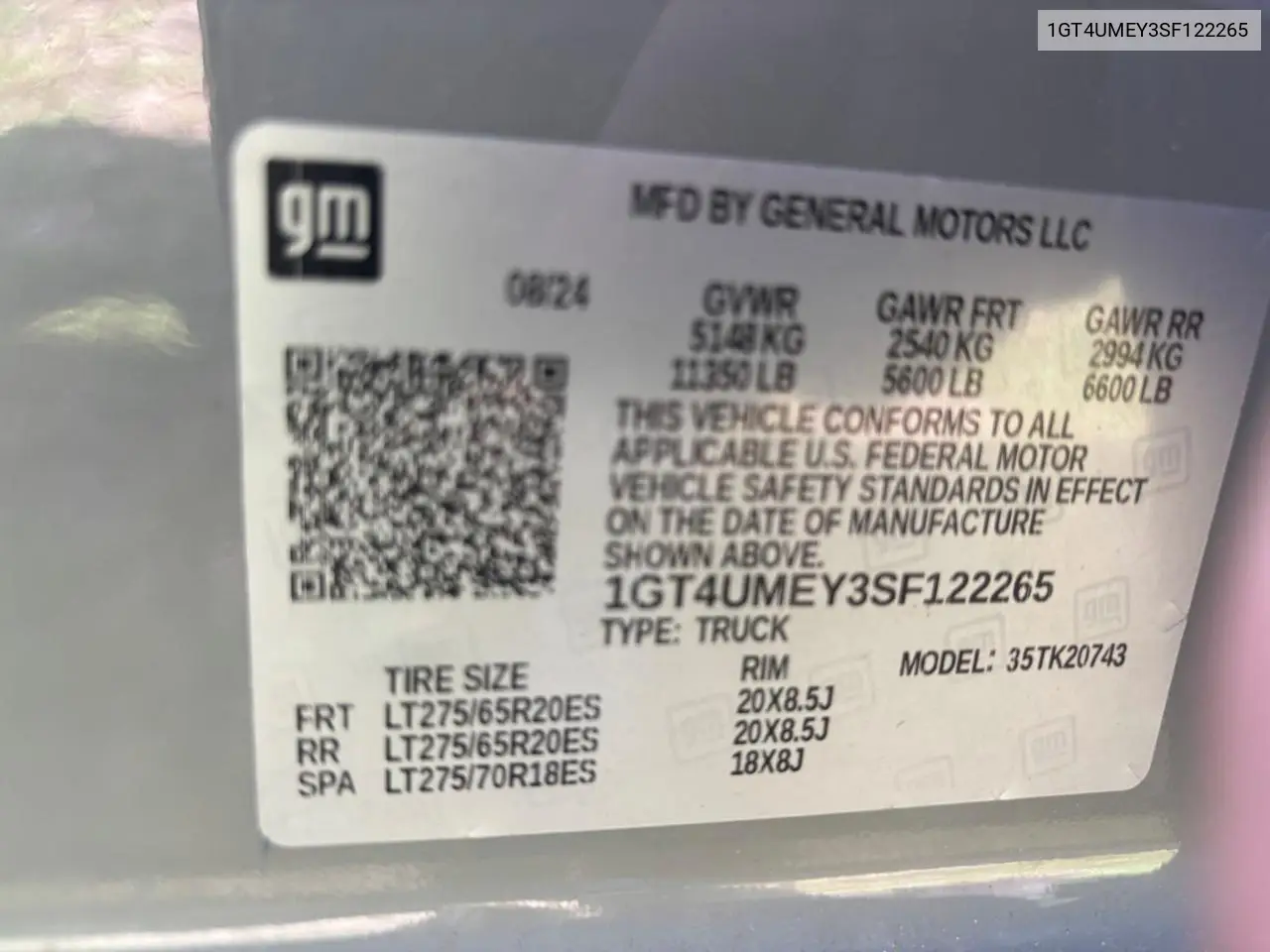 2025 GMC Sierra K2500 Sle VIN: 1GT4UMEY3SF122265 Lot: 63547375
