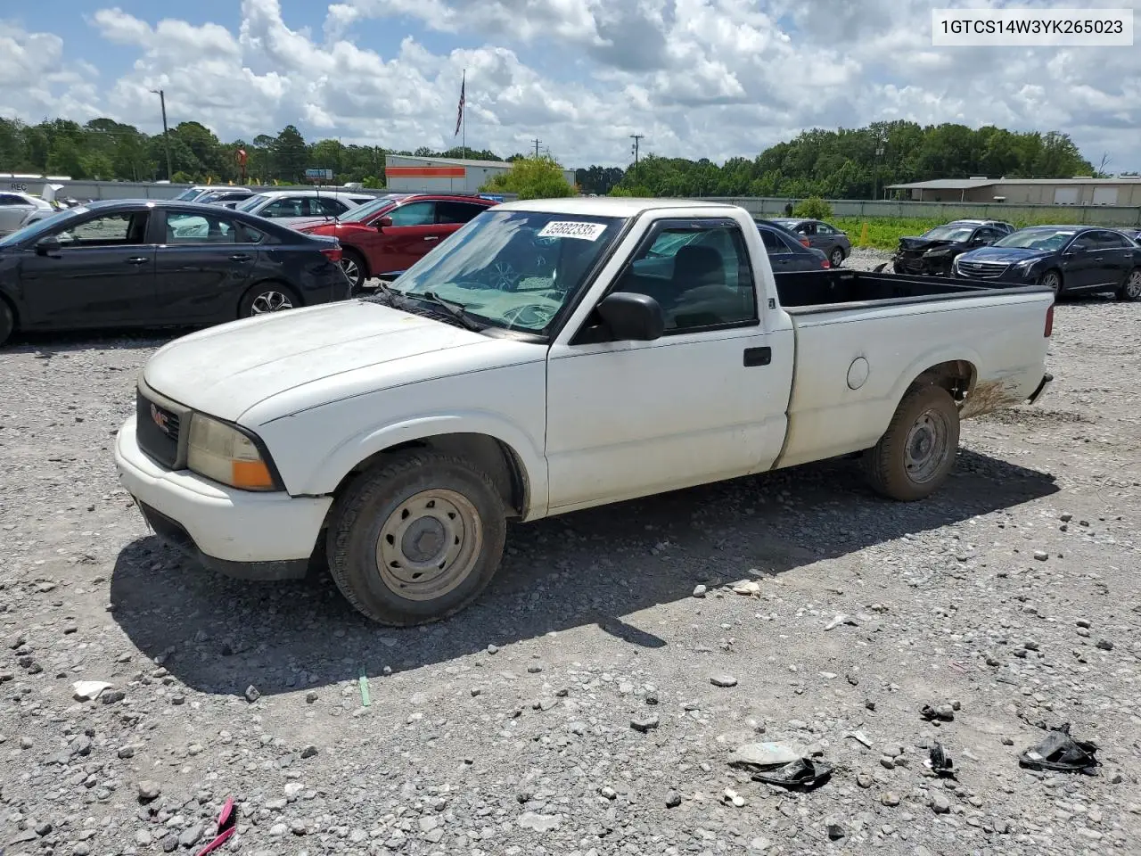 2000 GMC Sonoma VIN: 1GTCS14W3YK265023 Lot: 59882335