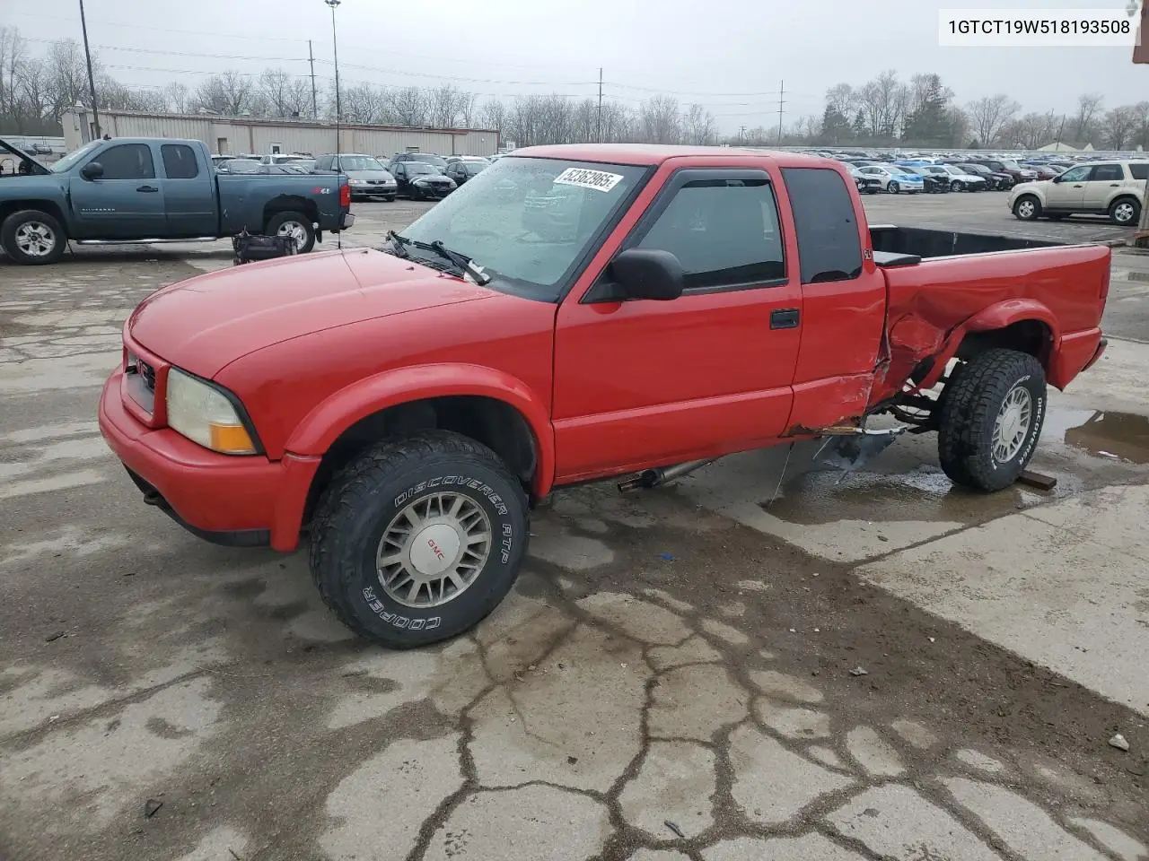 2001 GMC Sonoma VIN: 1GTCT19W518193508 Lot: 52362965