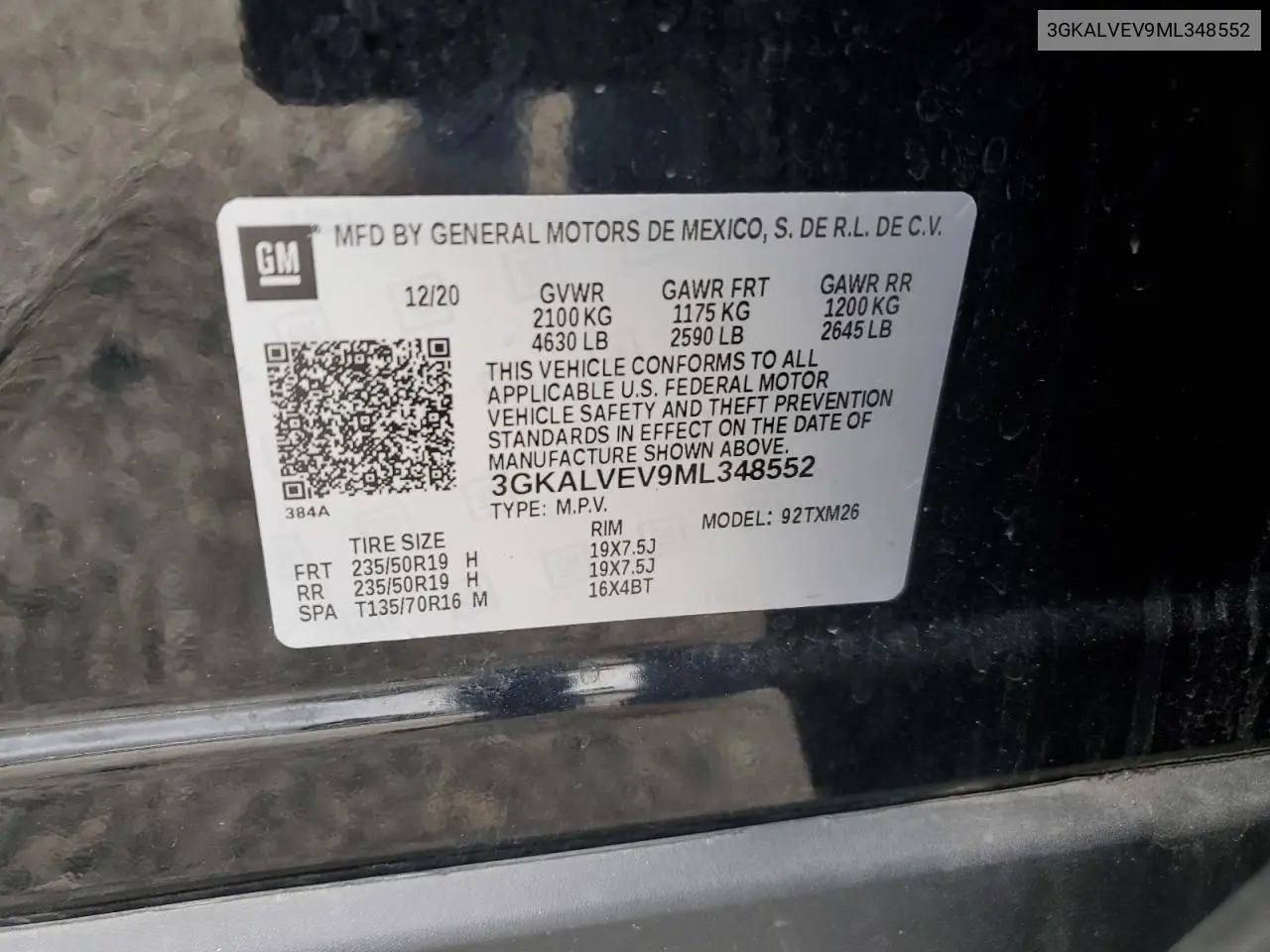 2021 GMC Terrain Slt VIN: 3GKALVEV9ML348552 Lot: 56895905