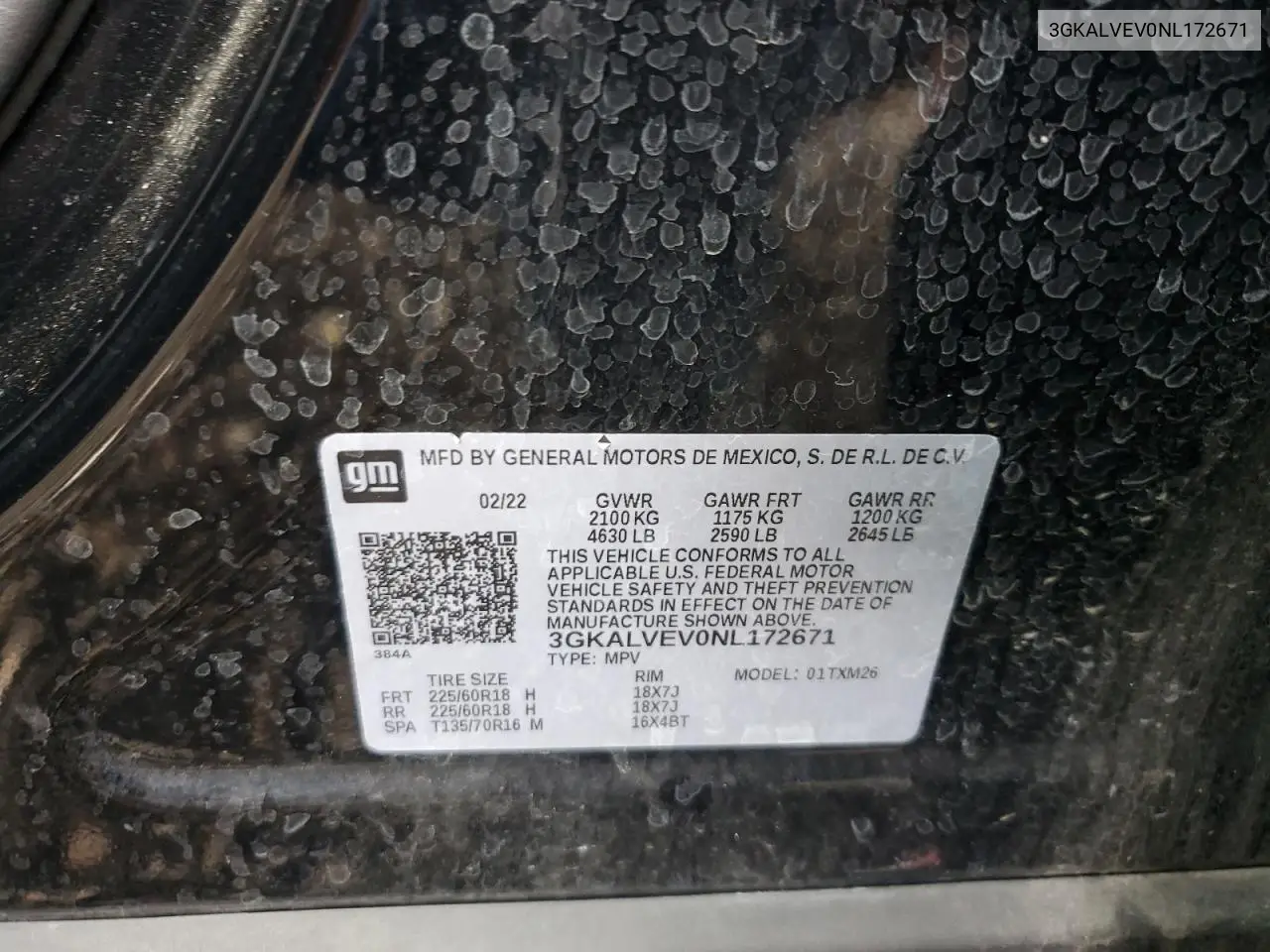 2022 GMC Terrain Slt VIN: 3GKALVEV0NL172671 Lot: 62489505