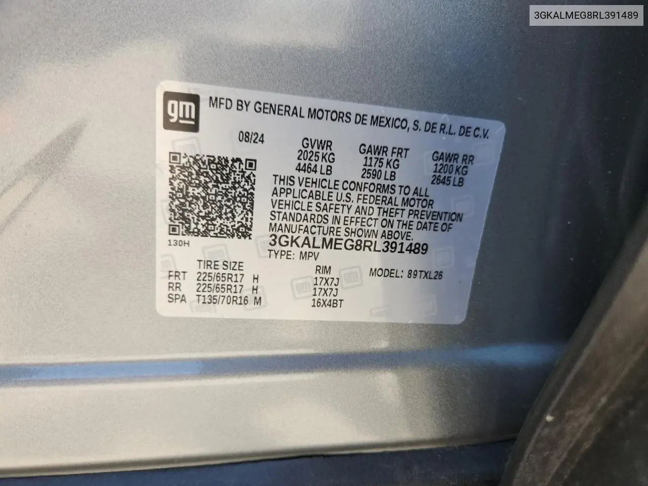 2024 GMC Terrain Sle VIN: 3GKALMEG8RL391489 Lot: 63042545