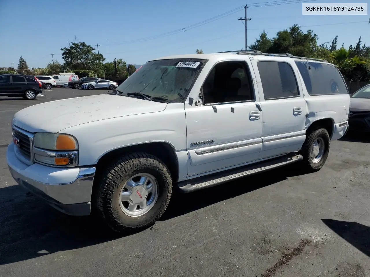 2000 GMC Yukon Xl K1500 VIN: 3GKFK16T8YG124735 Lot: 62940885