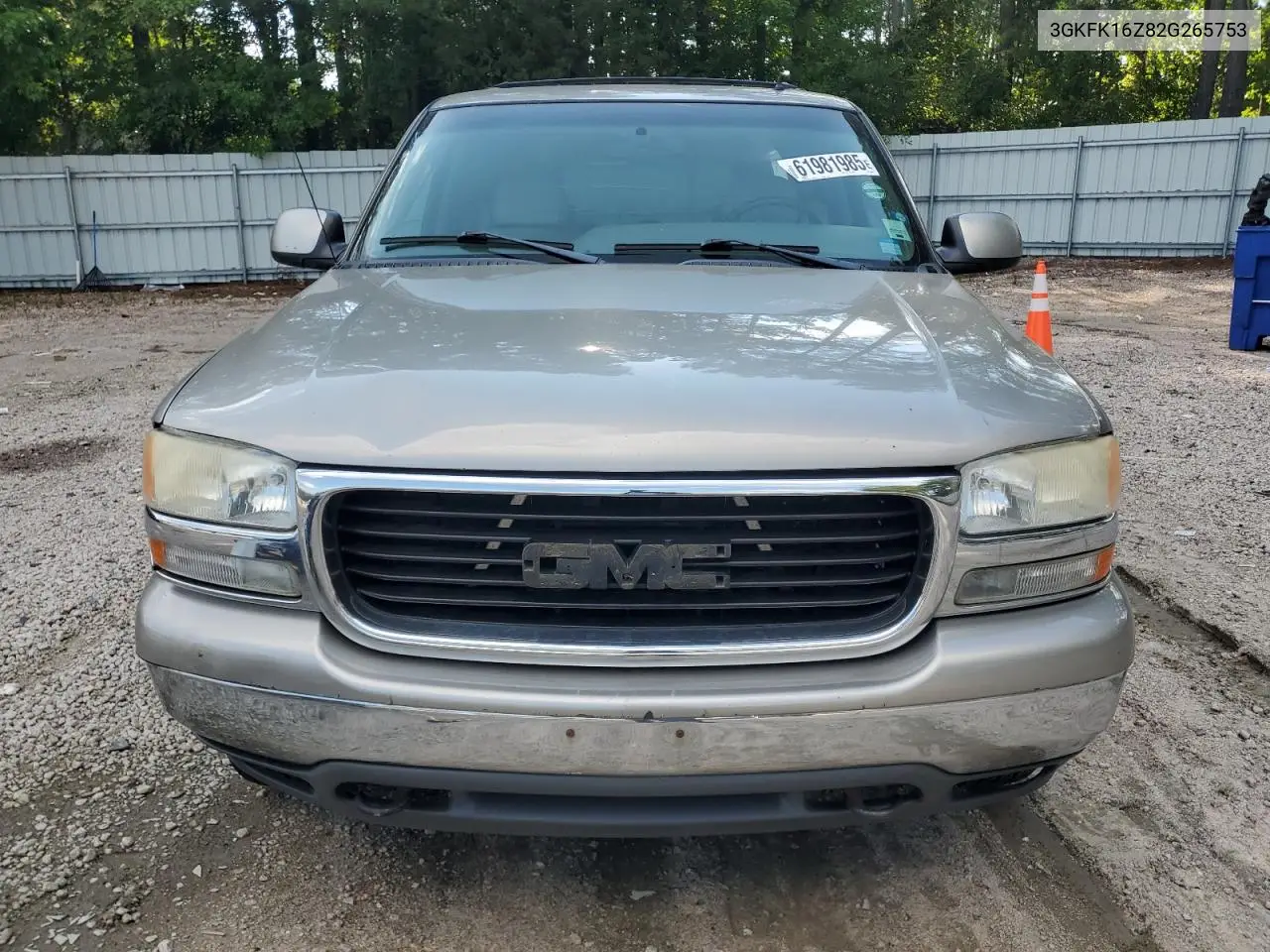 2002 GMC Yukon Xl K1500 VIN: 3GKFK16Z82G265753 Lot: 61981985