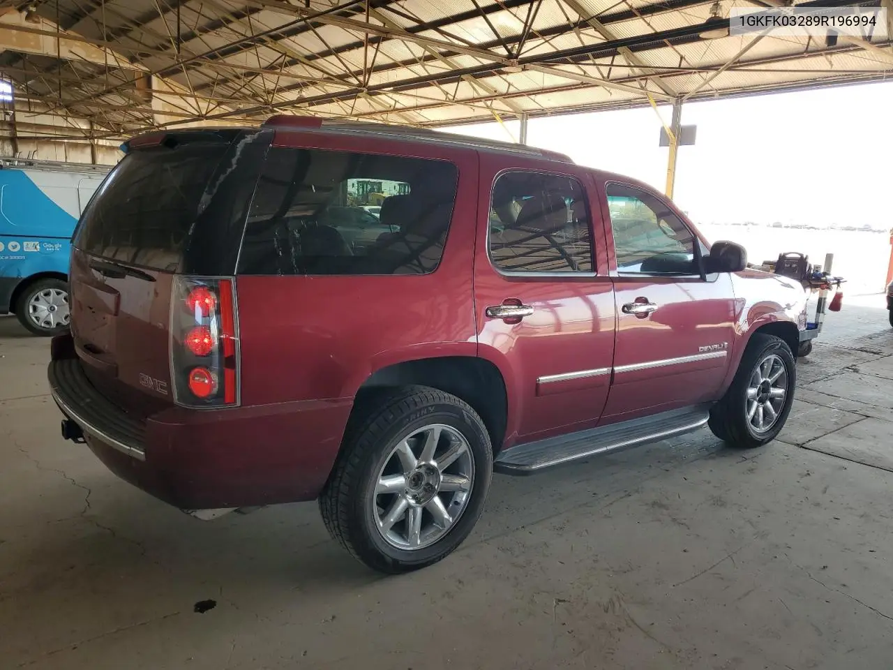 2009 GMC Yukon Denali VIN: 1GKFK03289R196994 Lot: 62904955