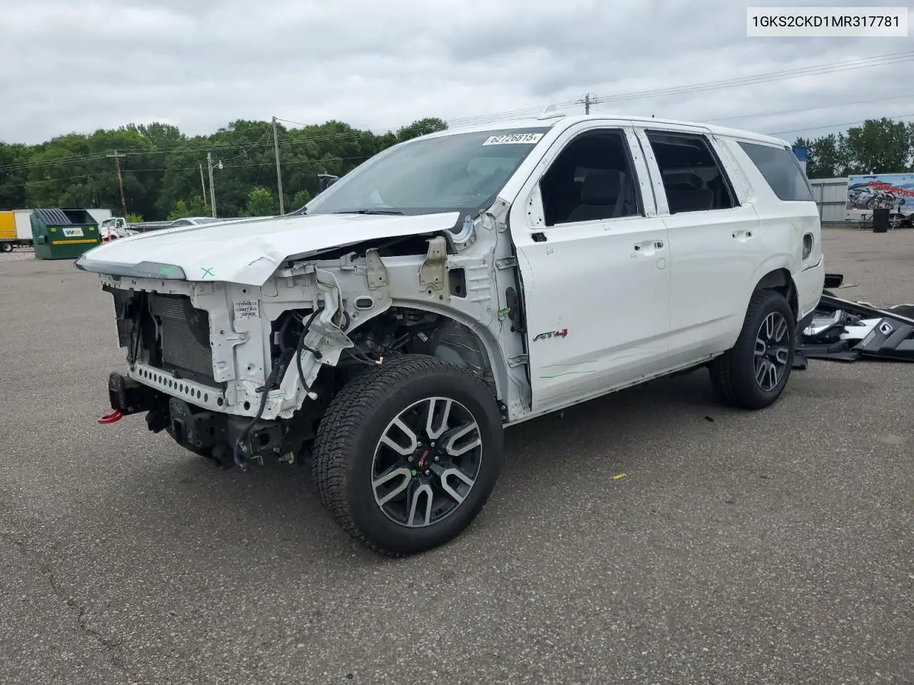 2021 GMC Yukon At4 VIN: 1GKS2CKD1MR317781 Lot: 62726815