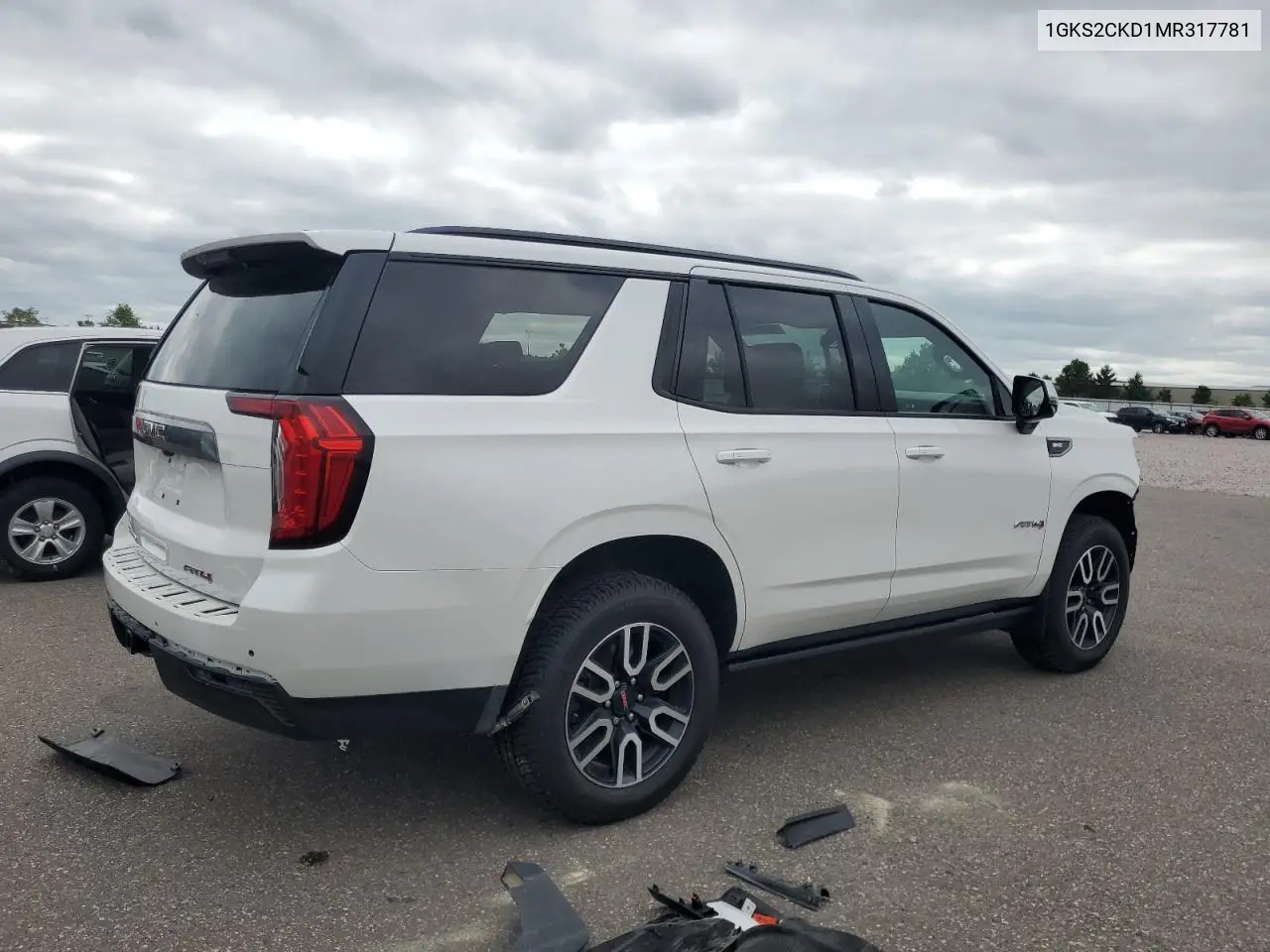 2021 GMC Yukon At4 VIN: 1GKS2CKD1MR317781 Lot: 62726815