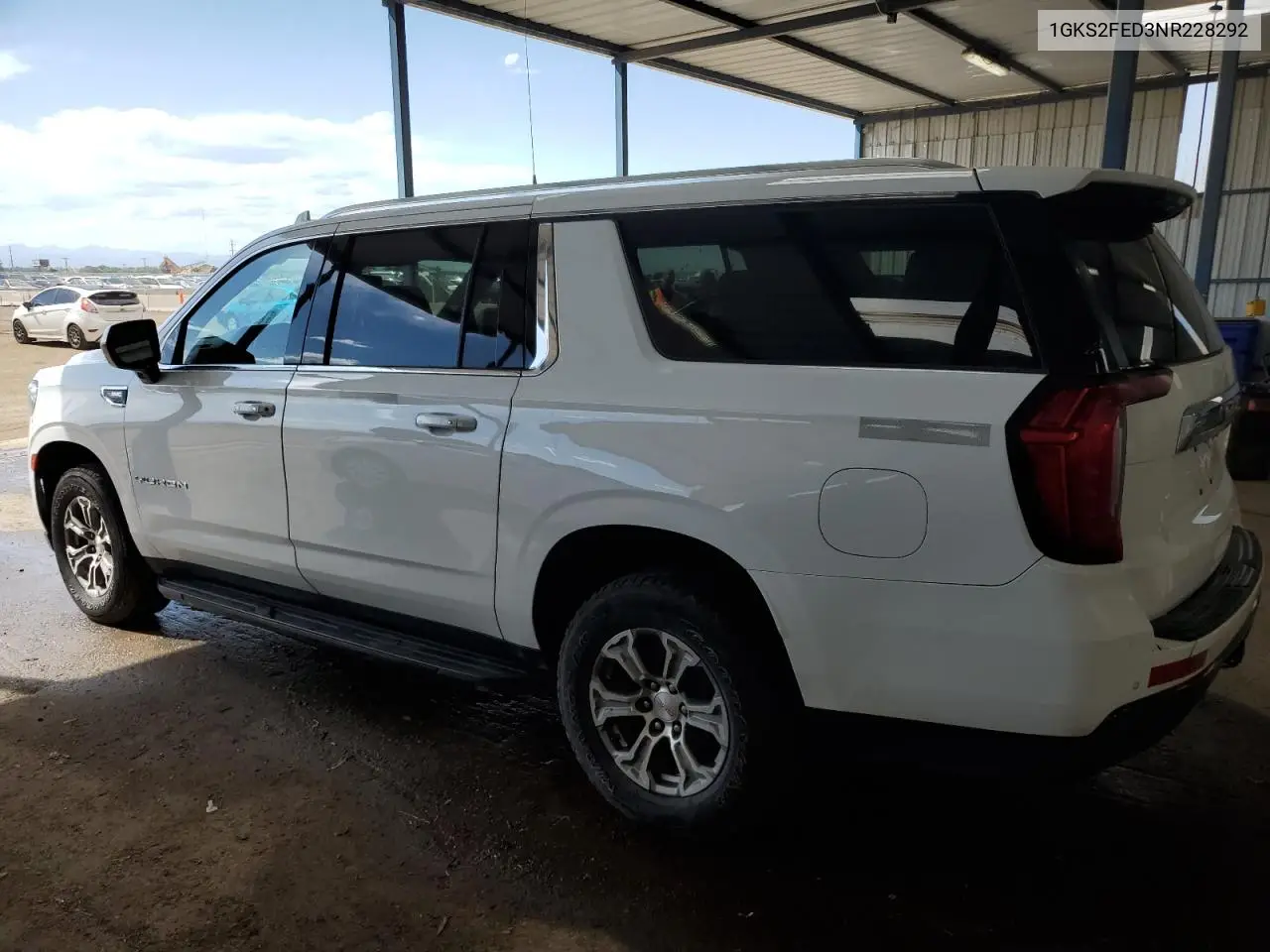 2022 GMC Yukon Xl K1500 Sle VIN: 1GKS2FED3NR228292 Lot: 62836655