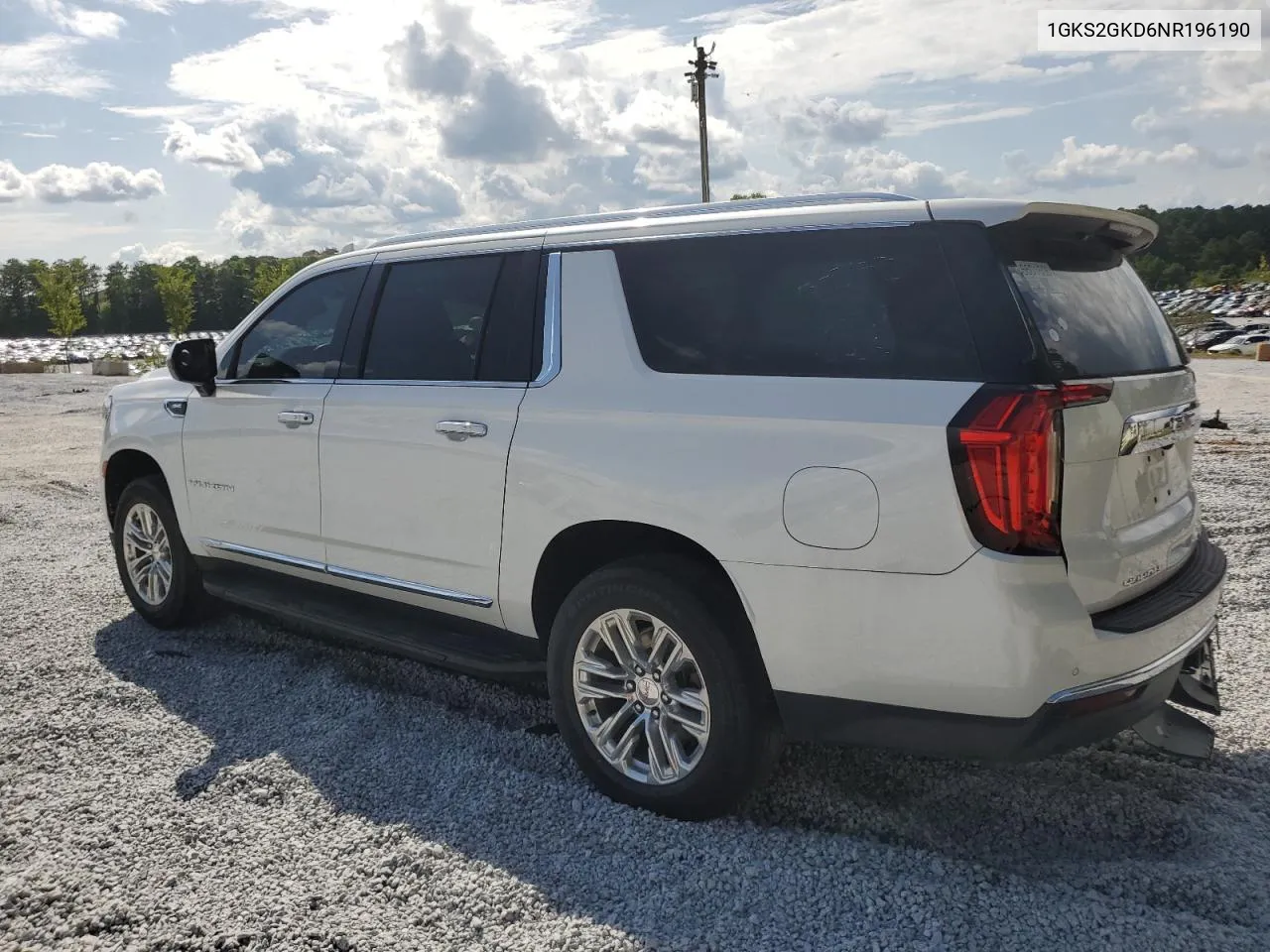 2022 GMC Yukon Xl K1500 Slt VIN: 1GKS2GKD6NR196190 Lot: 63041394