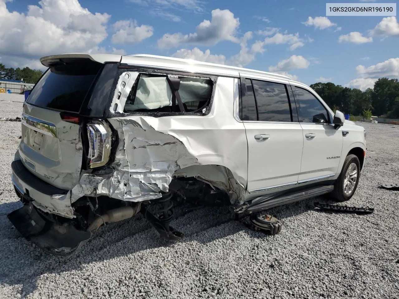 2022 GMC Yukon Xl K1500 Slt VIN: 1GKS2GKD6NR196190 Lot: 63041394