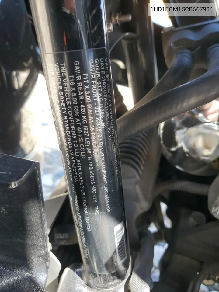 2012 Harley-Davidson Flhtcu Ultra Classic Electra Glide VIN: 1HD1FCM15CB667984 Lot: 56307655