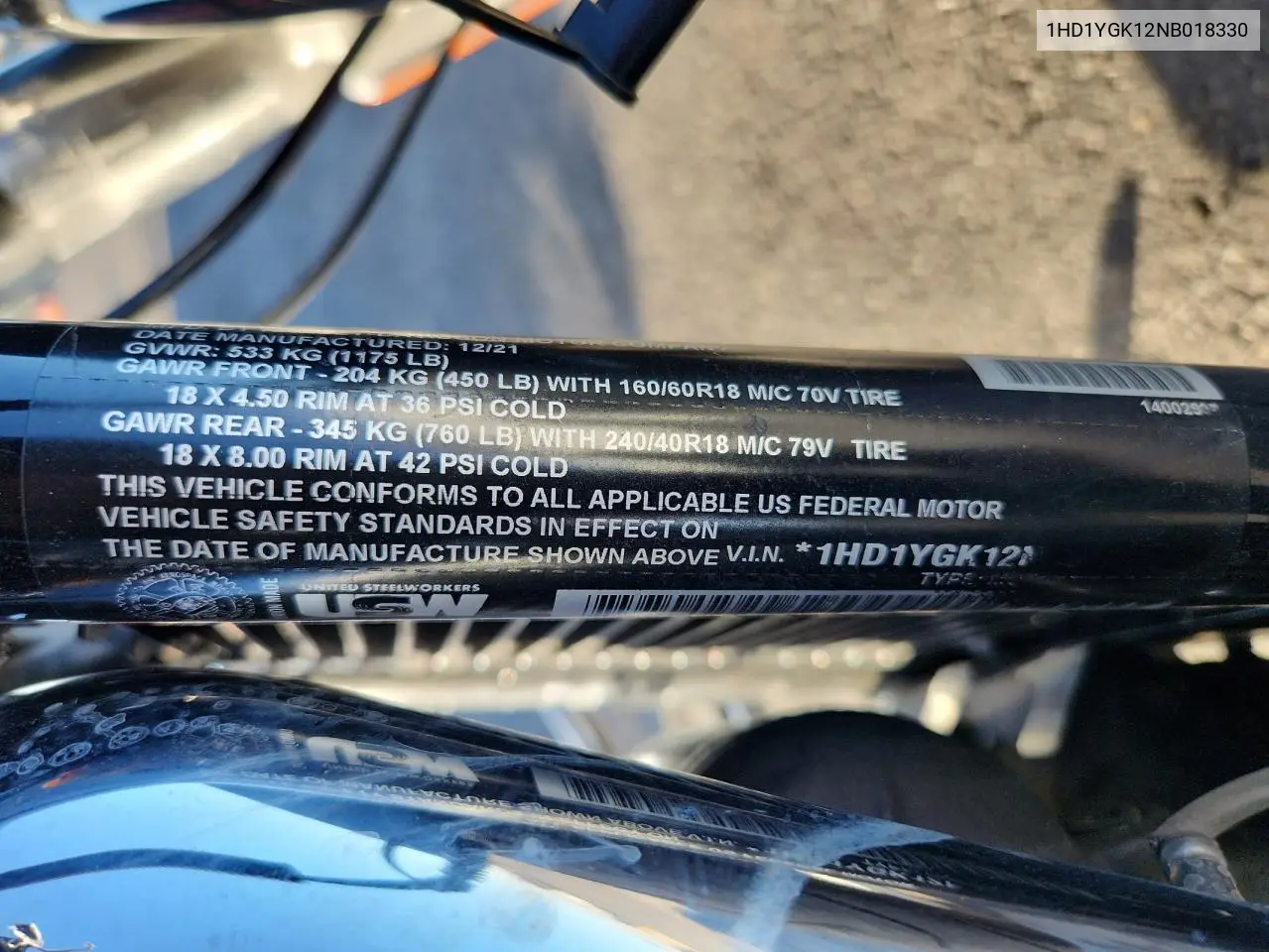 2022 Harley-Davidson Flfbs VIN: 1HD1YGK12NB018330 Lot: 60506205