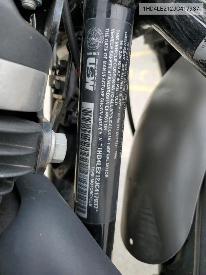 2018 Harley-Davidson Xl883 Iron 883 VIN: 1HD4LE212JC417937 Lot: 53785125