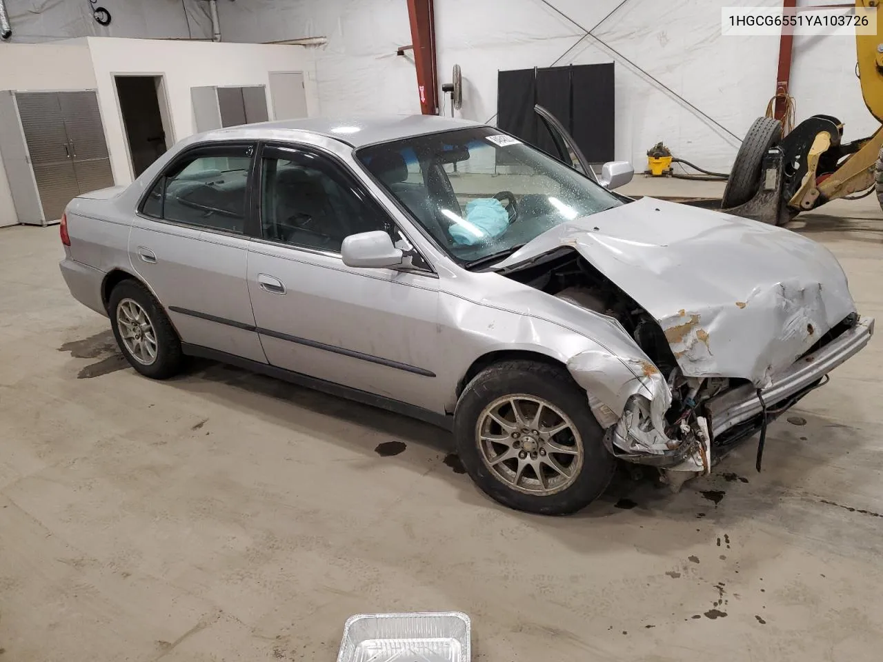 2000 Honda Accord Lx VIN: 1HGCG6551YA103726 Lot: 84648204