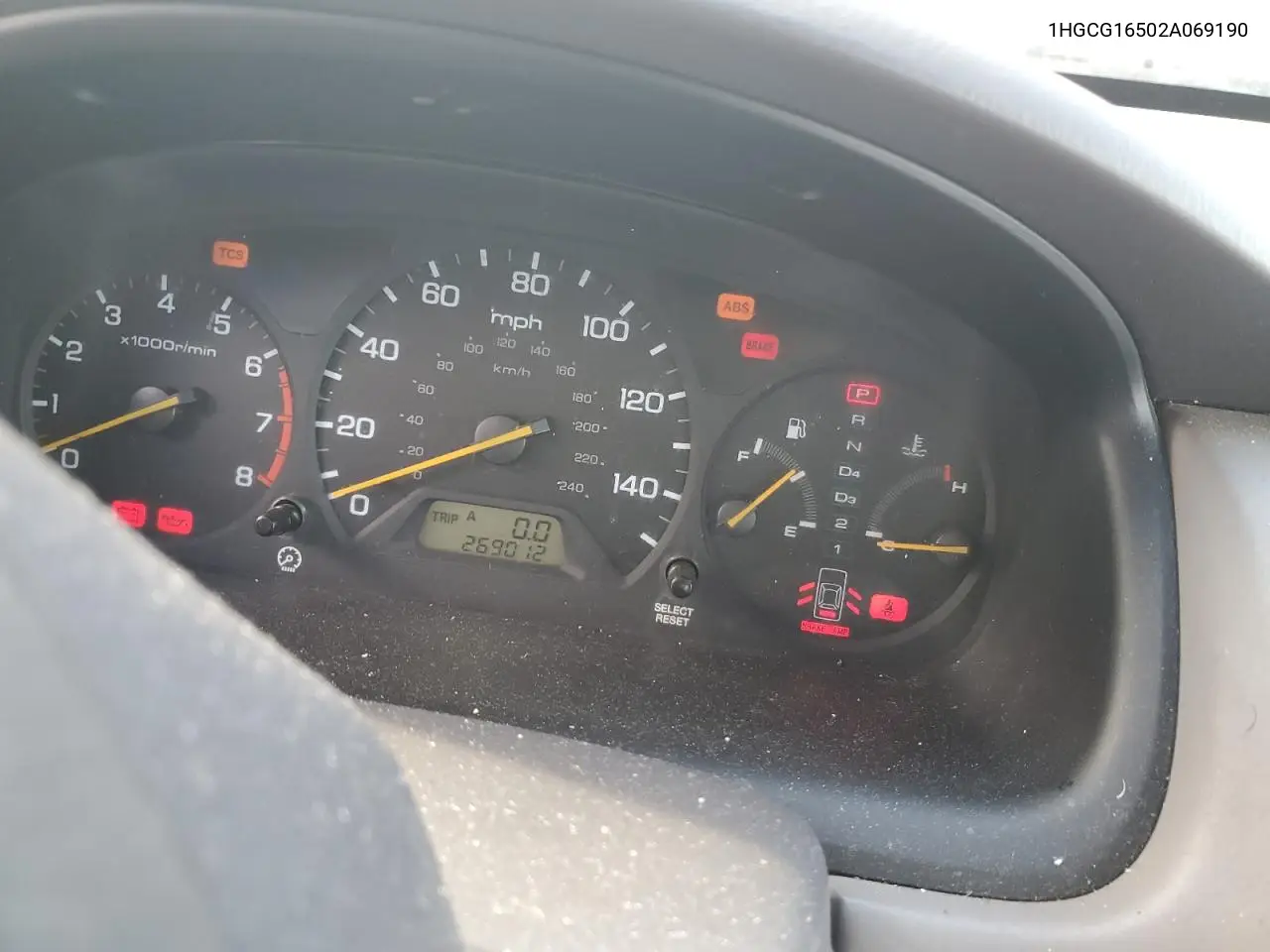 2002 Honda Accord Ex VIN: 1HGCG16502A069190 Lot: 62791655