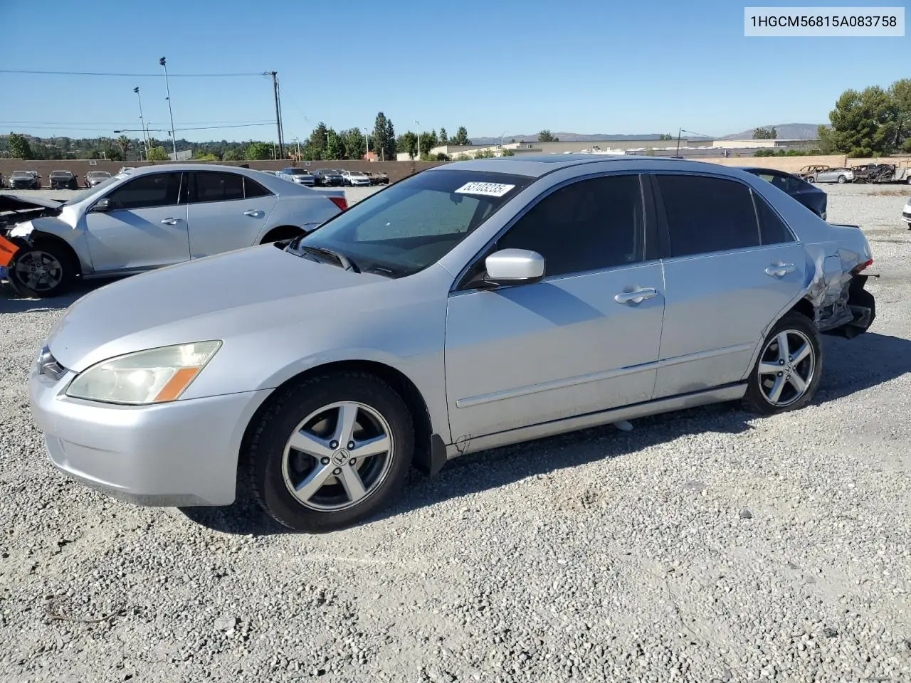2005 Honda Accord Ex VIN: 1HGCM56815A083758 Lot: 63103235