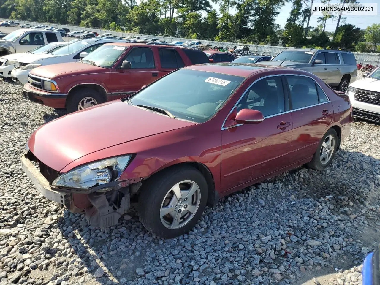 2006 Honda Accord Hybrid VIN: JHMCN36406C002931 Lot: 62480715