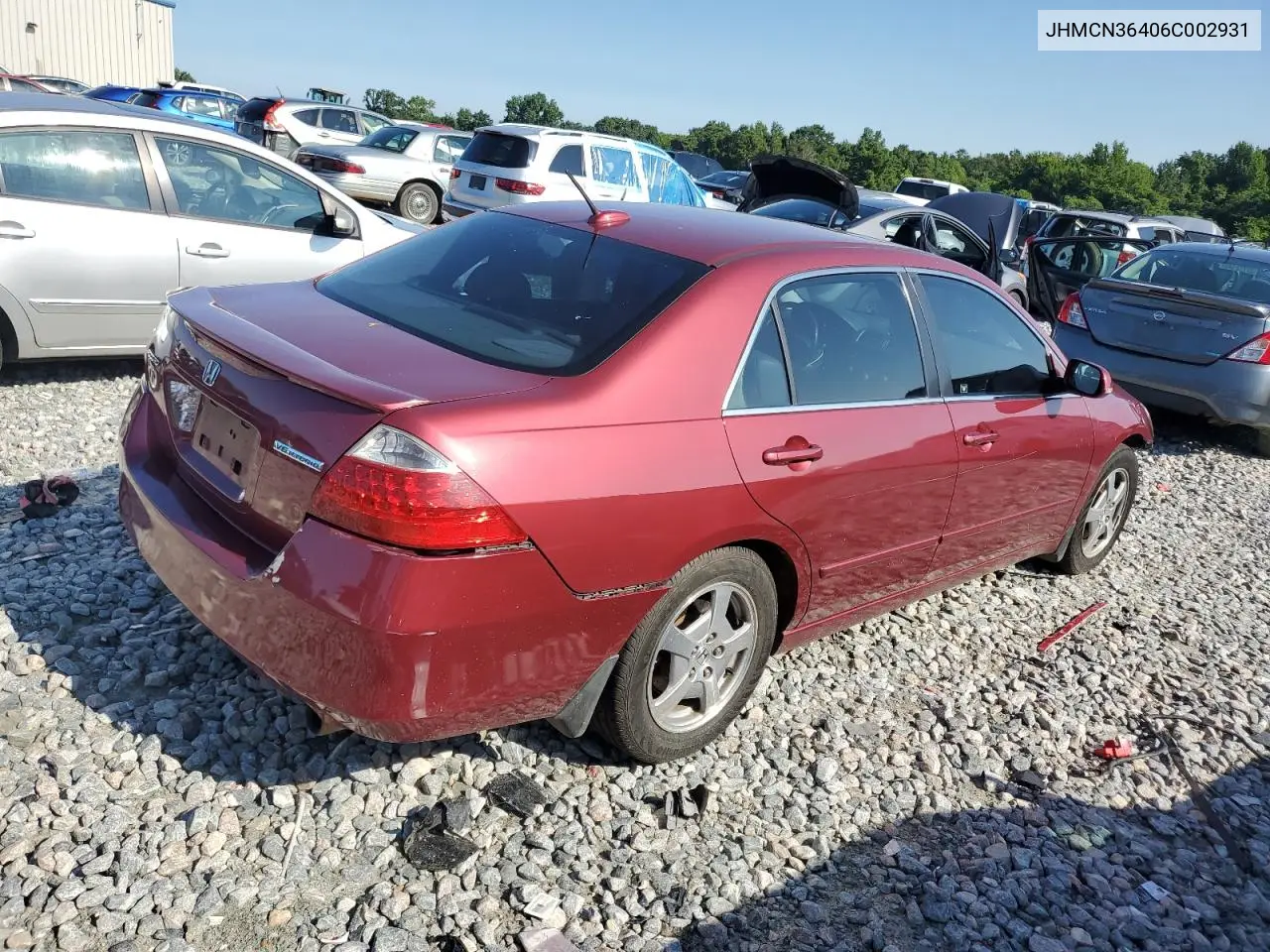 2006 Honda Accord Hybrid VIN: JHMCN36406C002931 Lot: 62480715