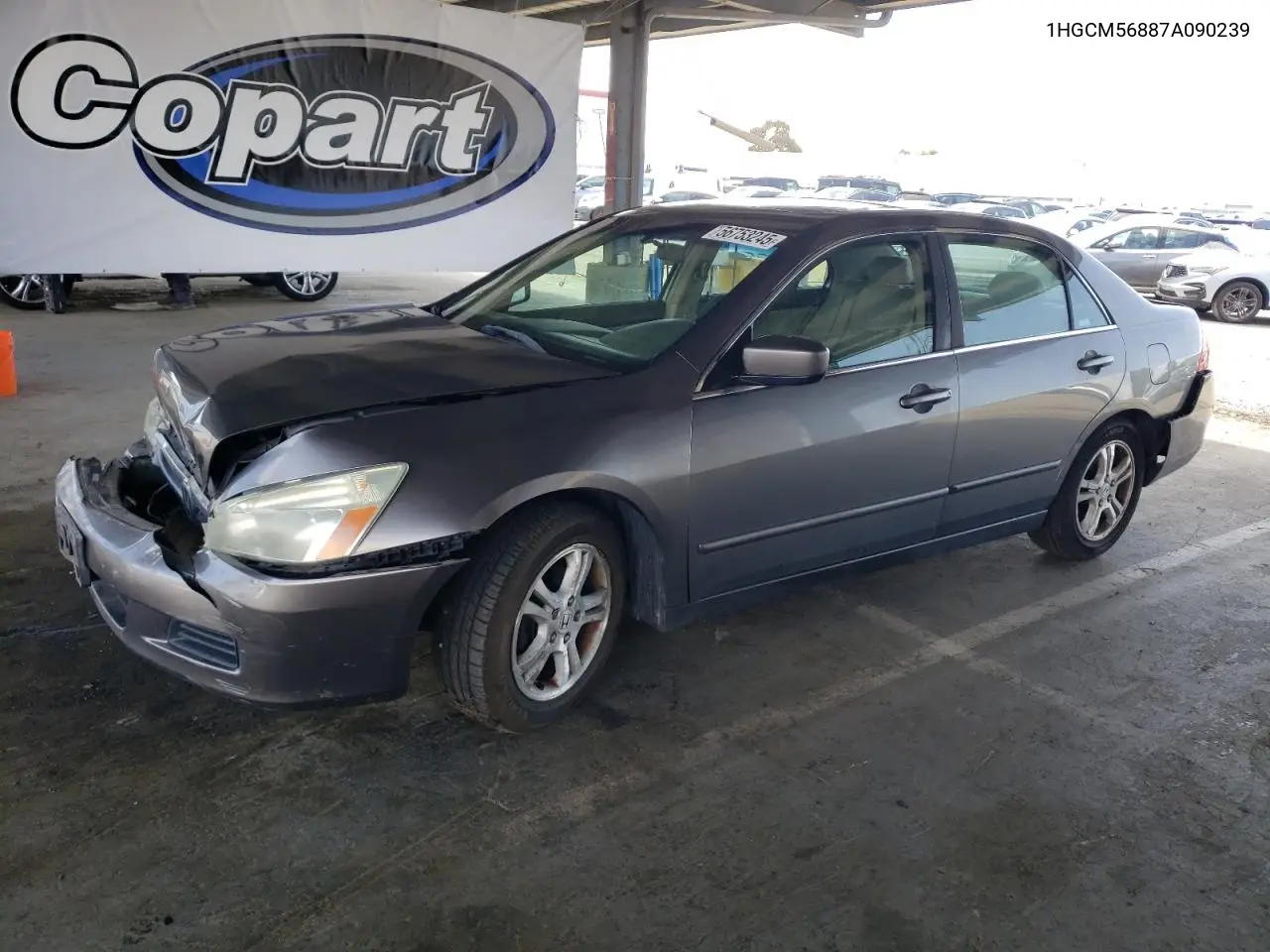 2007 Honda Accord Ex VIN: 1HGCM56887A090239 Lot: 56753245
