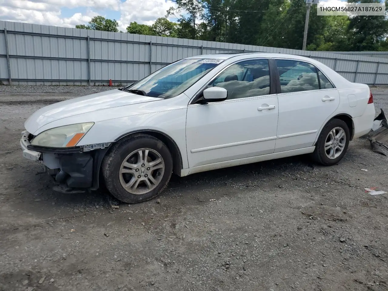 2007 Honda Accord Ex VIN: 1HGCM56827A187629 Lot: 57039325