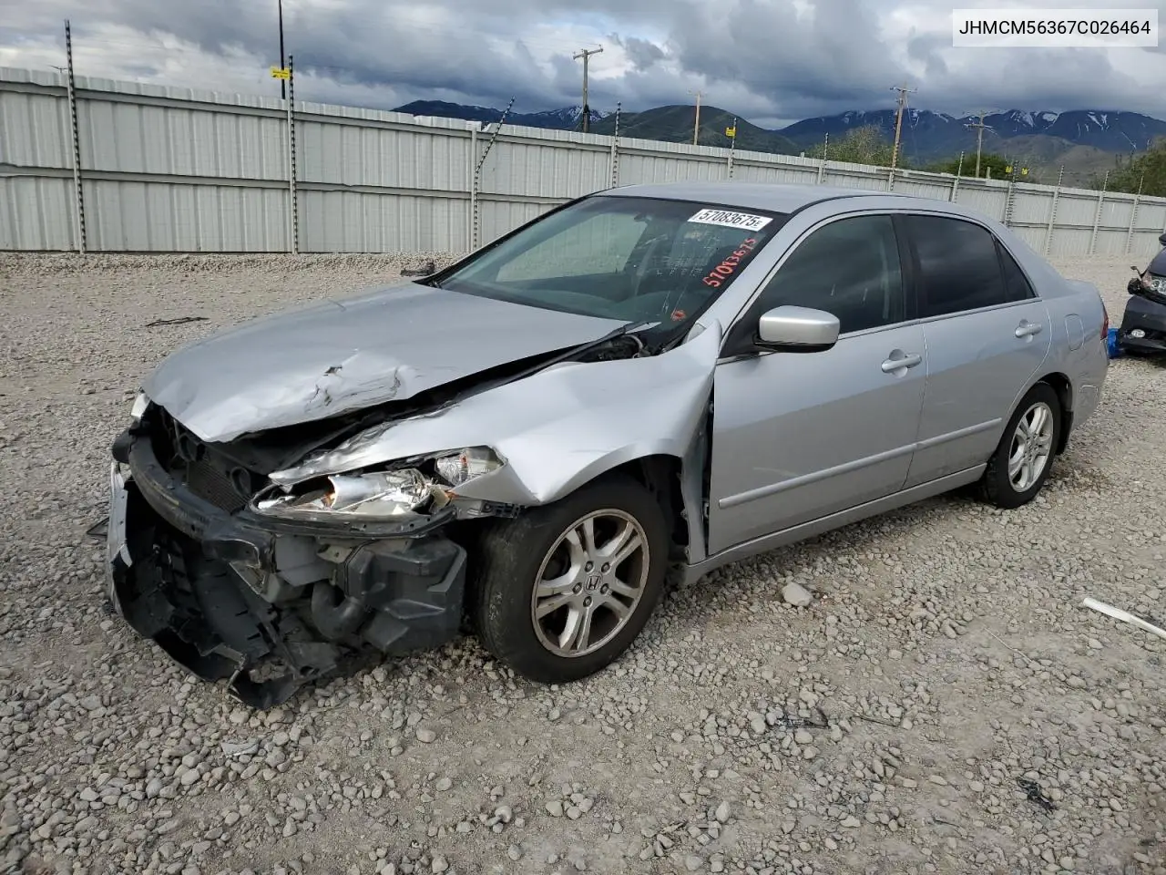 2007 Honda Accord Se VIN: JHMCM56367C026464 Lot: 57083675