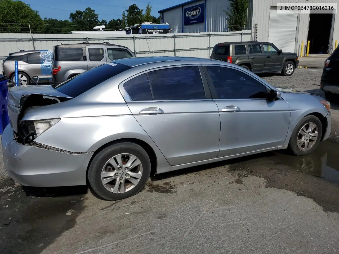 2008 Honda Accord Lxp VIN: JHMCP26478C016316 Lot: 61465665
