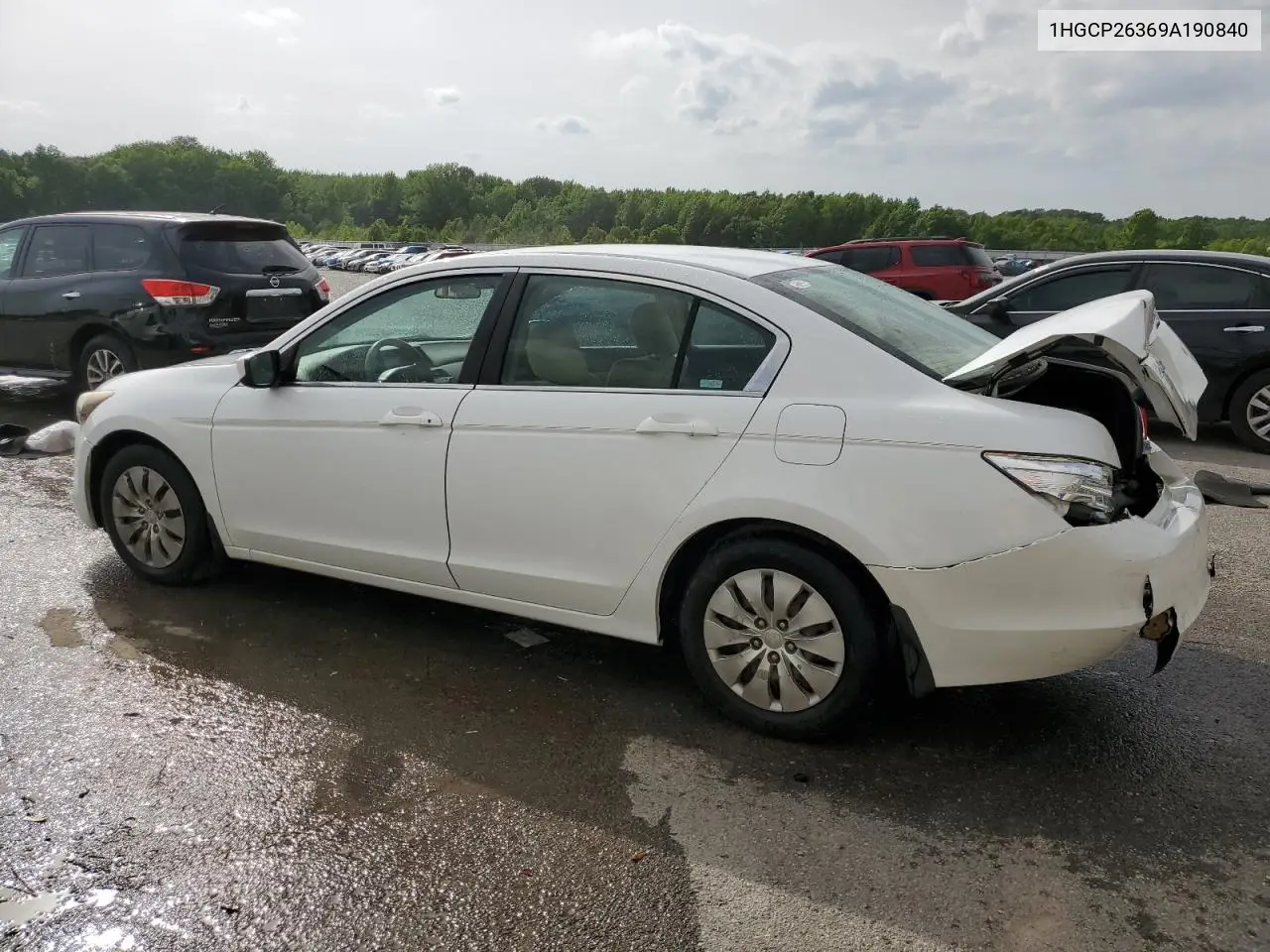 2009 Honda Accord Lx VIN: 1HGCP26369A190840 Lot: 56955445