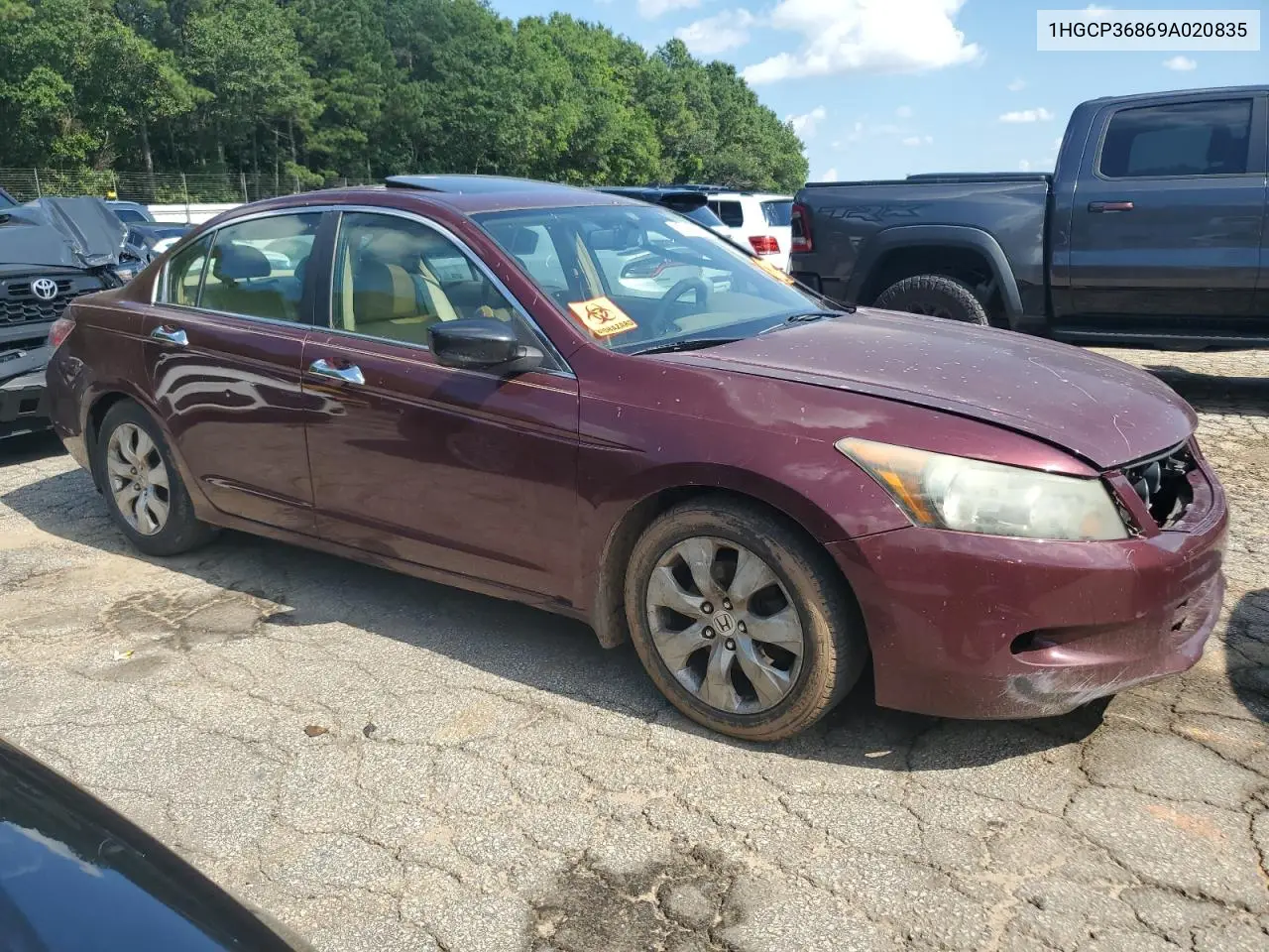 2009 Honda Accord Exl VIN: 1HGCP36869A020835 Lot: 63066575
