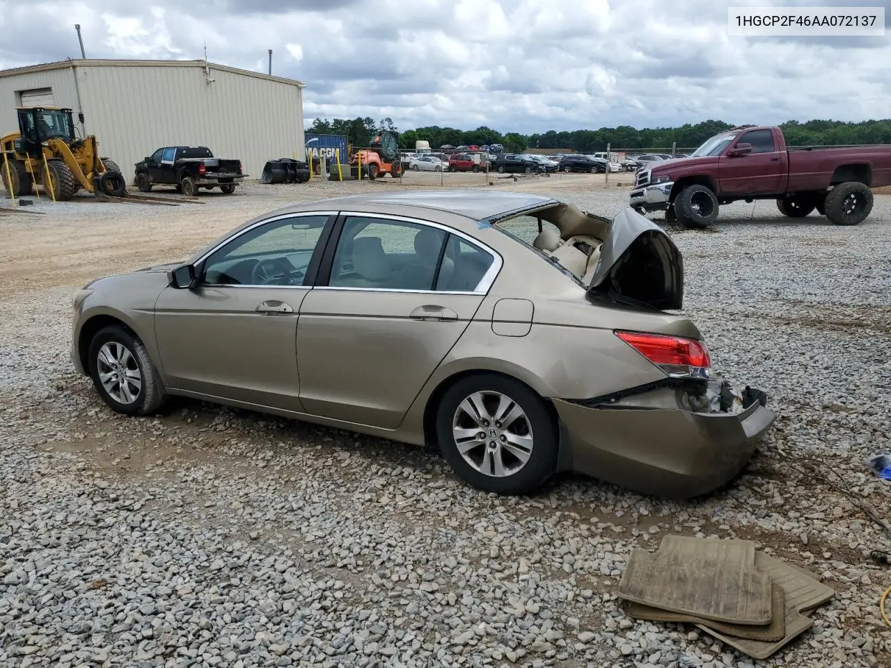 2010 Honda Accord Lxp VIN: 1HGCP2F46AA072137 Lot: 56883385