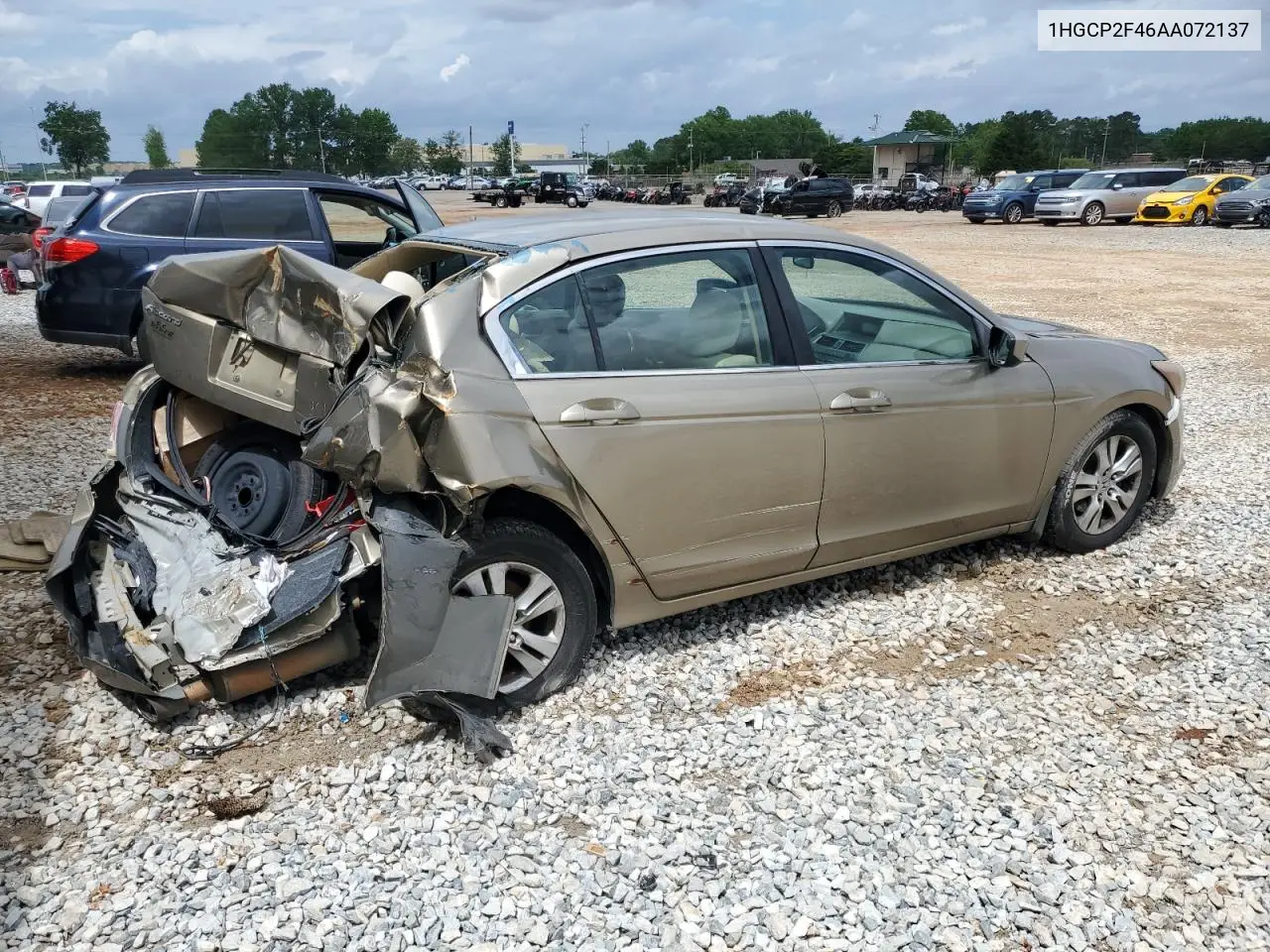 2010 Honda Accord Lxp VIN: 1HGCP2F46AA072137 Lot: 56883385