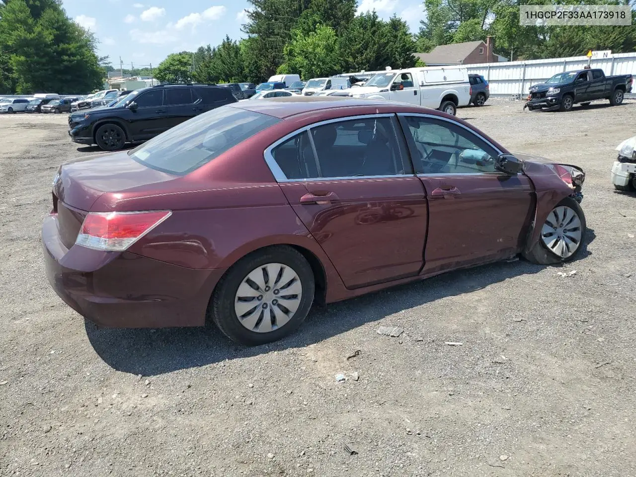 2010 Honda Accord Lx VIN: 1HGCP2F33AA173918 Lot: 62075585