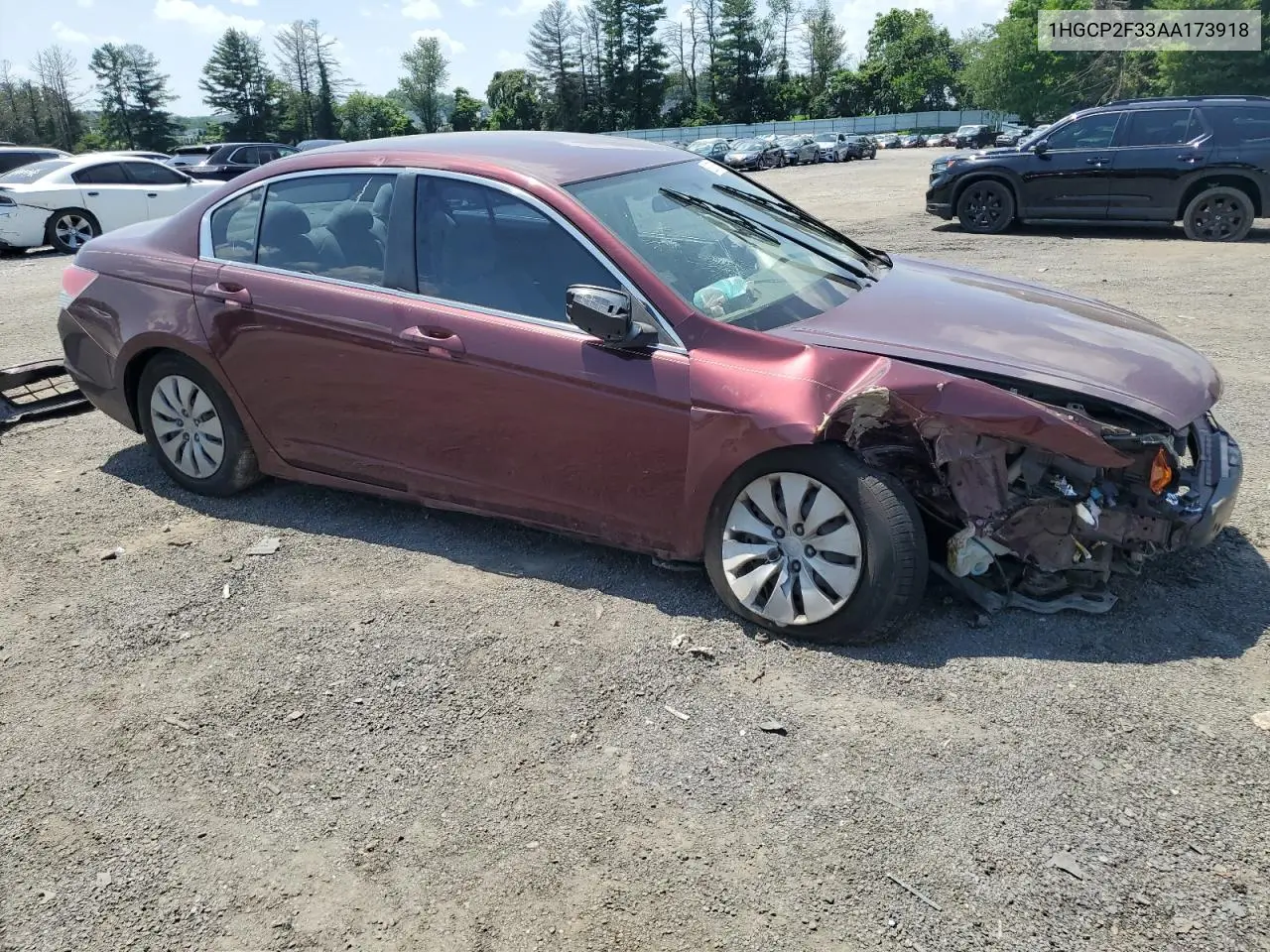 2010 Honda Accord Lx VIN: 1HGCP2F33AA173918 Lot: 62075585