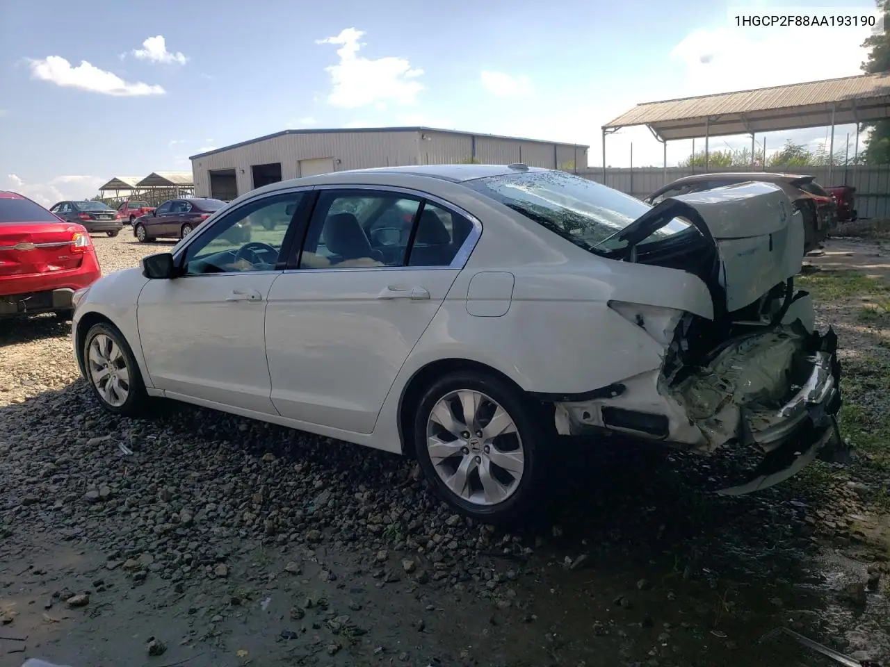 2010 Honda Accord Exl VIN: 1HGCP2F88AA193190 Lot: 62178585