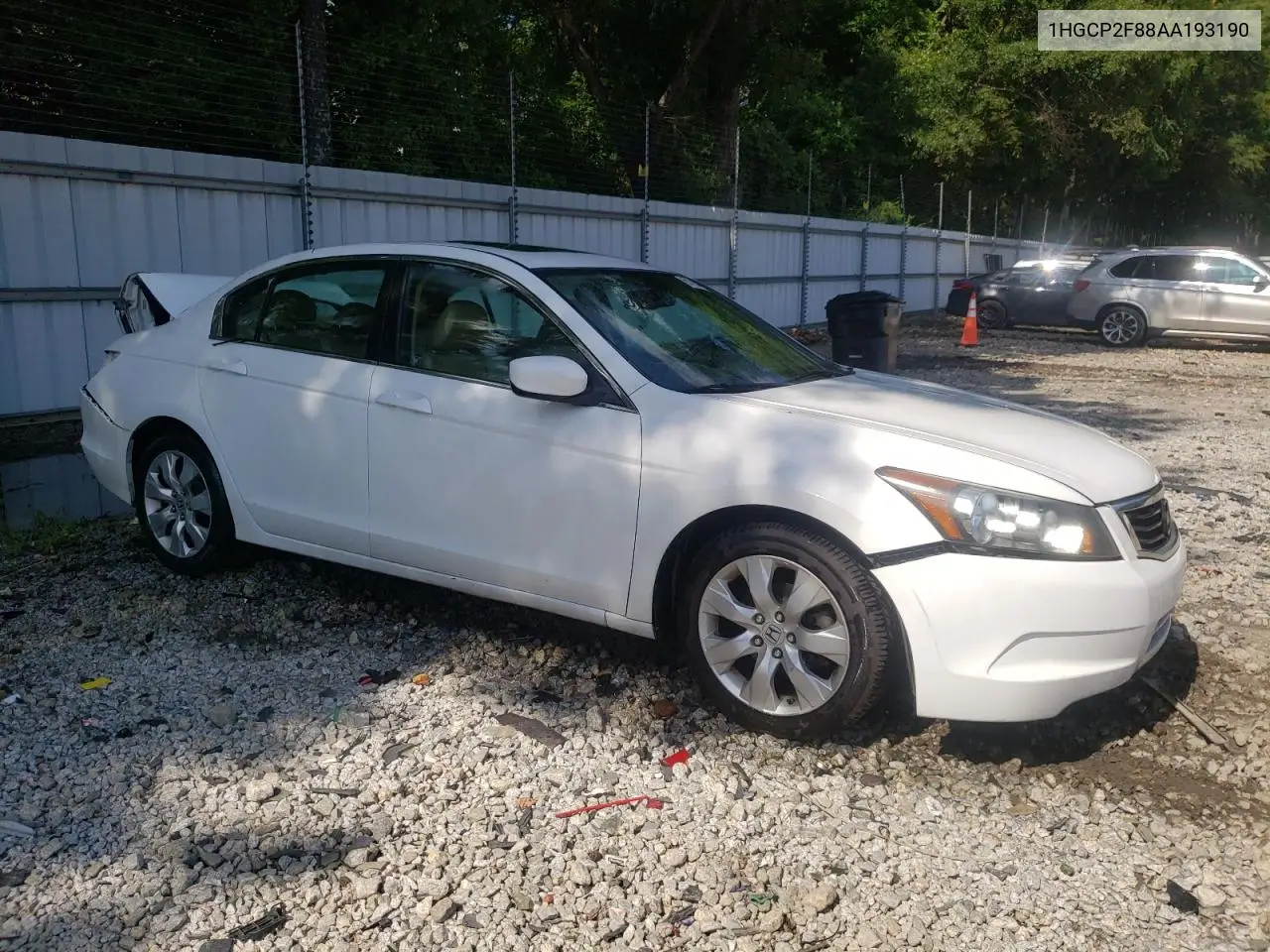 2010 Honda Accord Exl VIN: 1HGCP2F88AA193190 Lot: 62178585