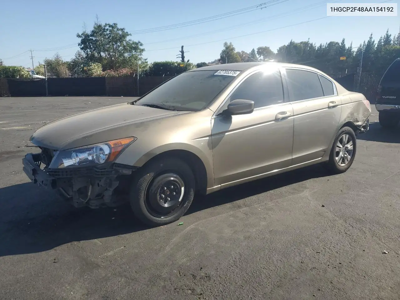 2010 Honda Accord Lxp VIN: 1HGCP2F48AA154192 Lot: 62785375