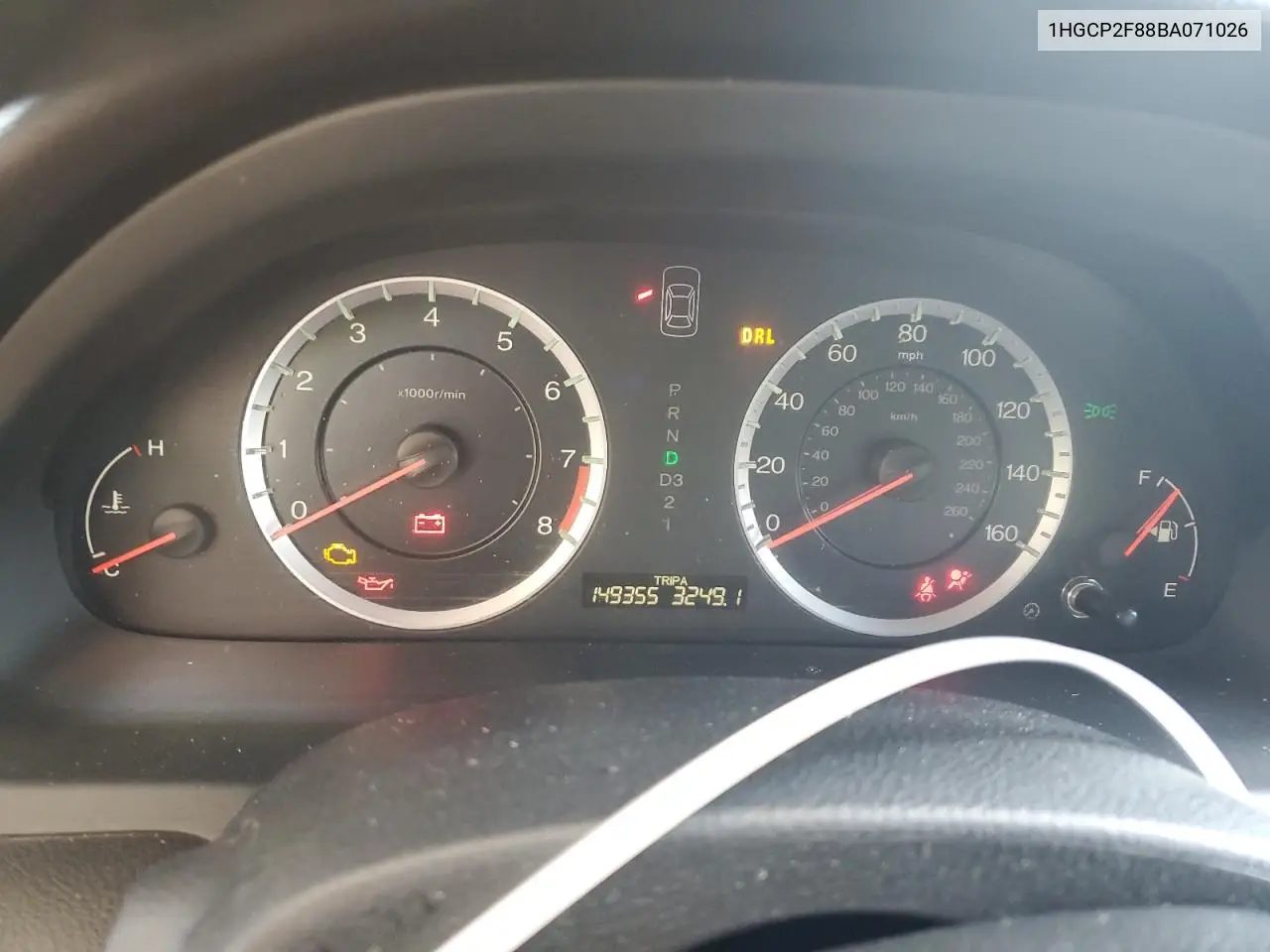 2011 Honda Accord Exl VIN: 1HGCP2F88BA071026 Lot: 57103885