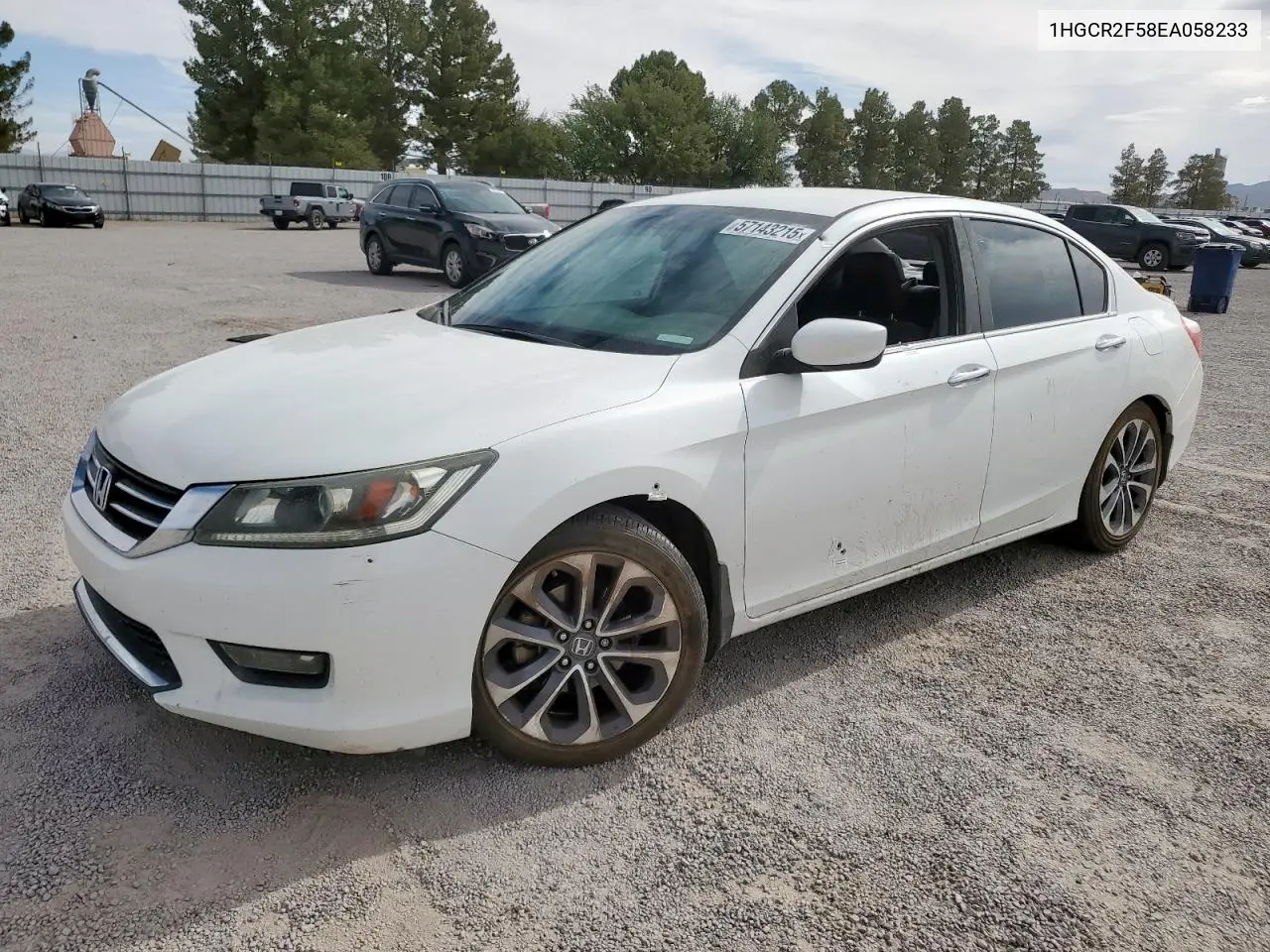 2014 Honda Accord Sport VIN: 1HGCR2F58EA058233 Lot: 57143215