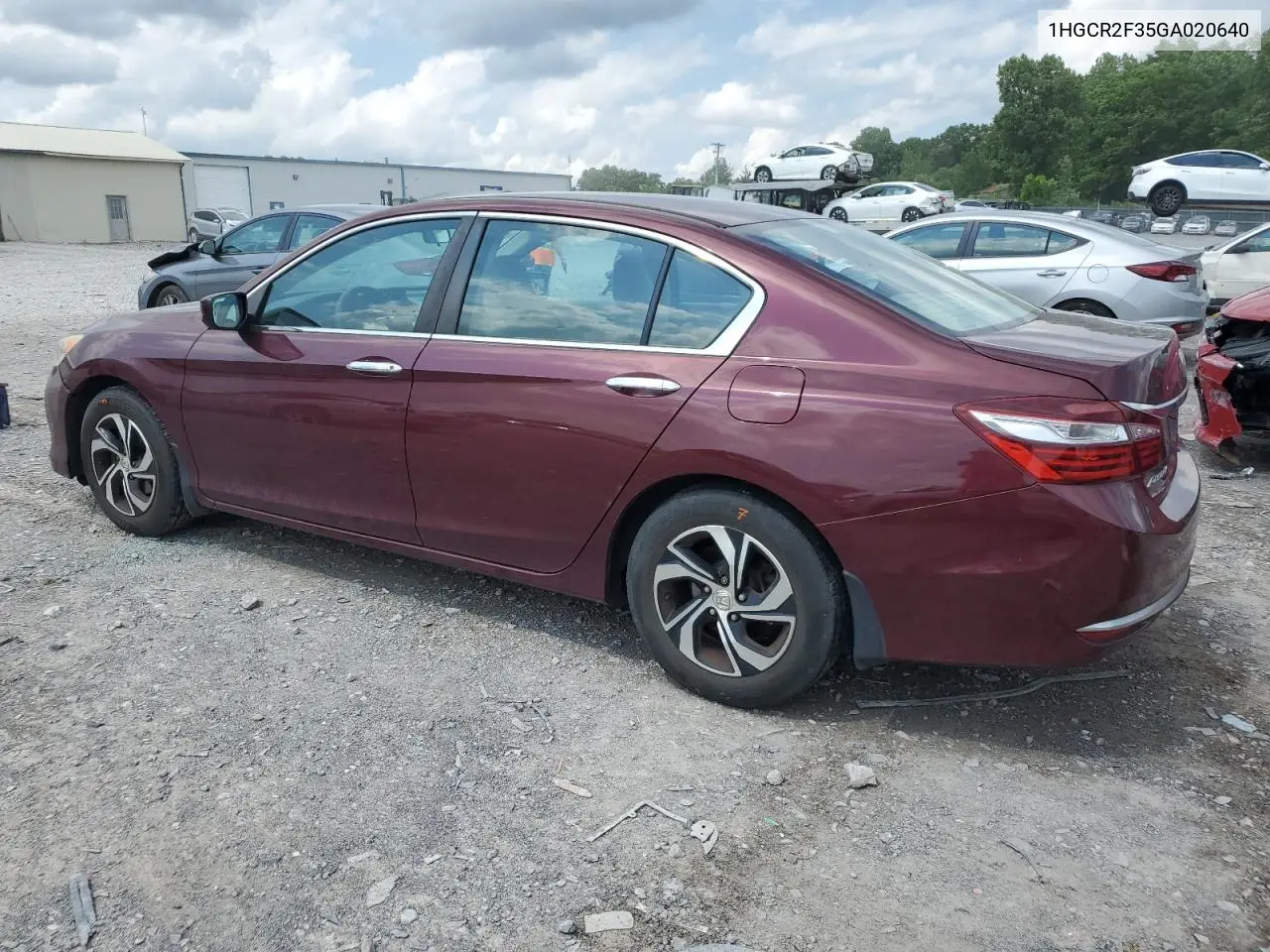 2016 Honda Accord Lx VIN: 1HGCR2F35GA020640 Lot: 56877135