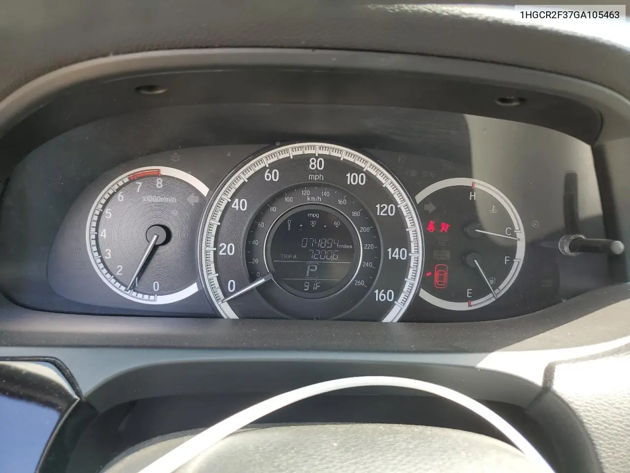 2016 Honda Accord Lx VIN: 1HGCR2F37GA105463 Lot: 63114825
