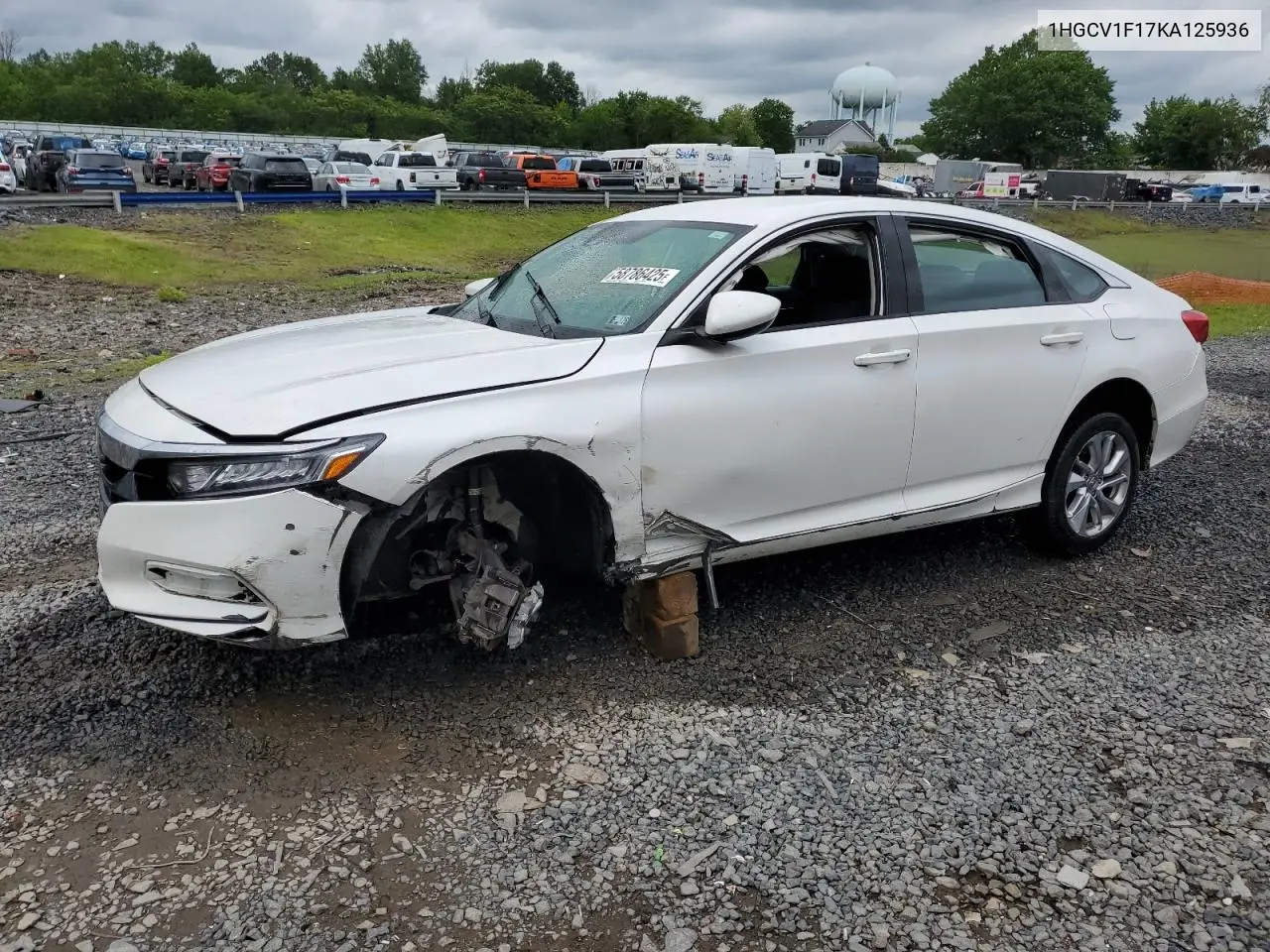 2019 Honda Accord Lx VIN: 1HGCV1F17KA125936 Lot: 58786425