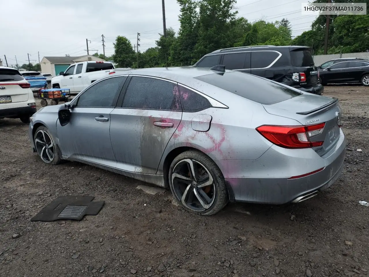 2021 Honda Accord Sport VIN: 1HGCV2F37MA011736 Lot: 45383575