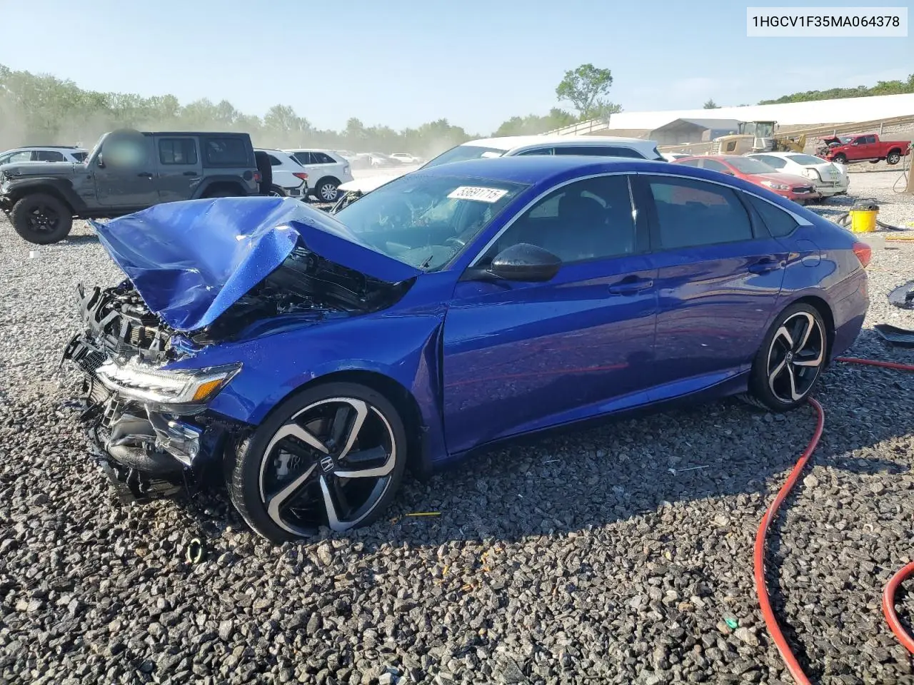 2021 Honda Accord Sport VIN: 1HGCV1F35MA064378 Lot: 53691715