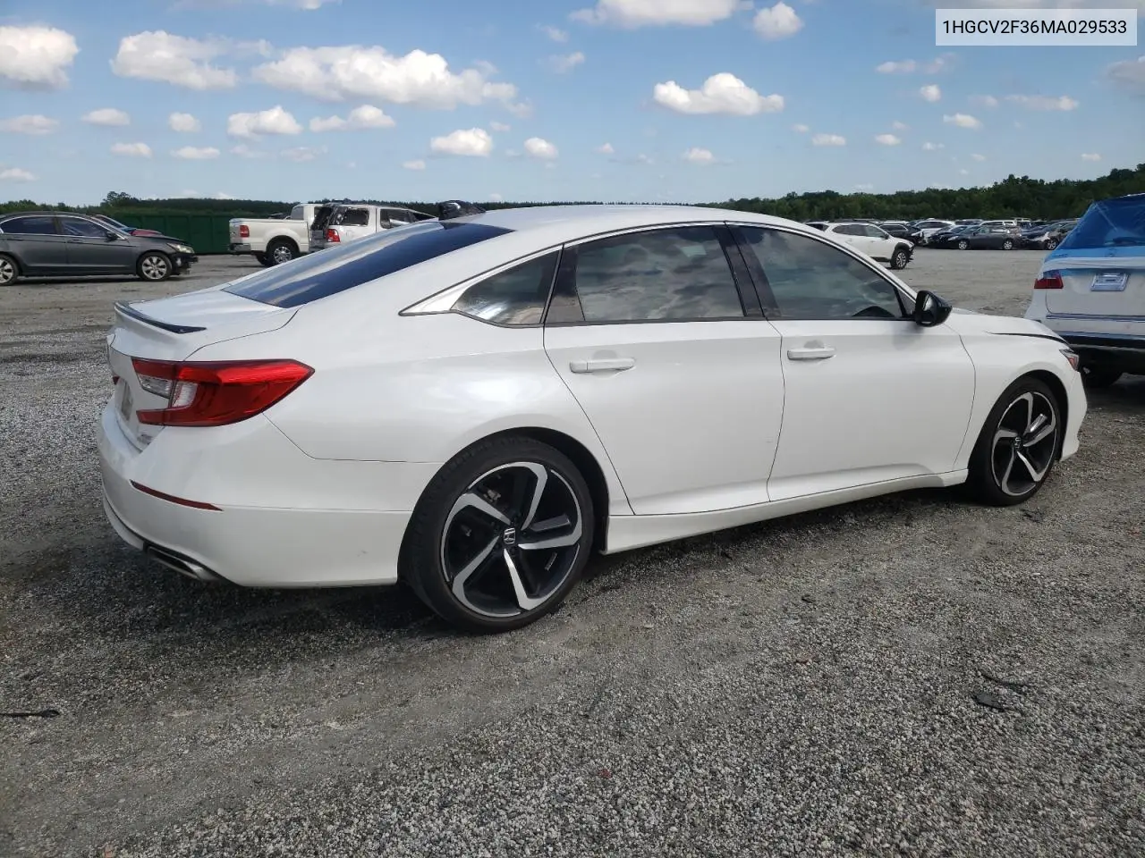 2021 Honda Accord Sport VIN: 1HGCV2F36MA029533 Lot: 61726005