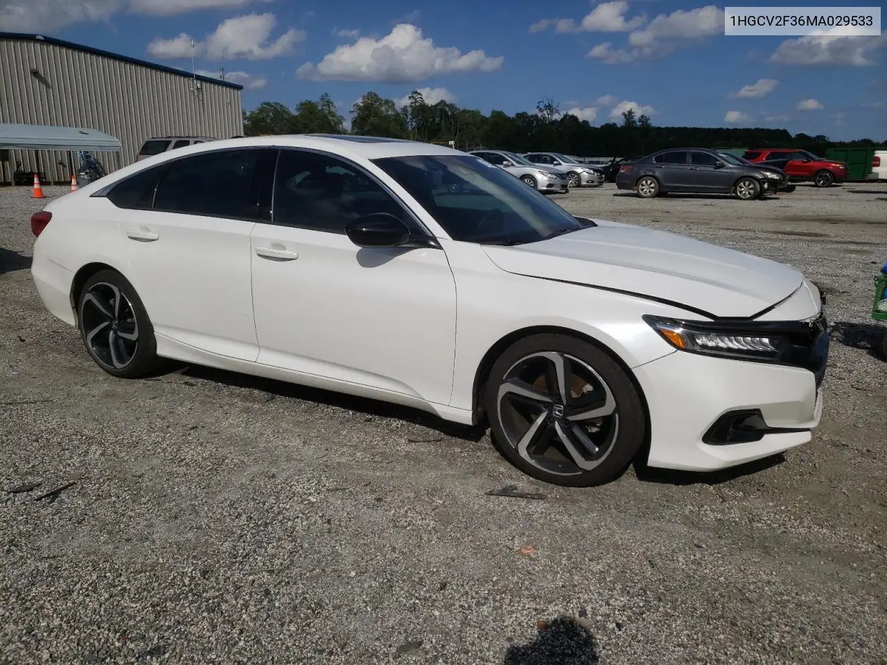 2021 Honda Accord Sport VIN: 1HGCV2F36MA029533 Lot: 61726005