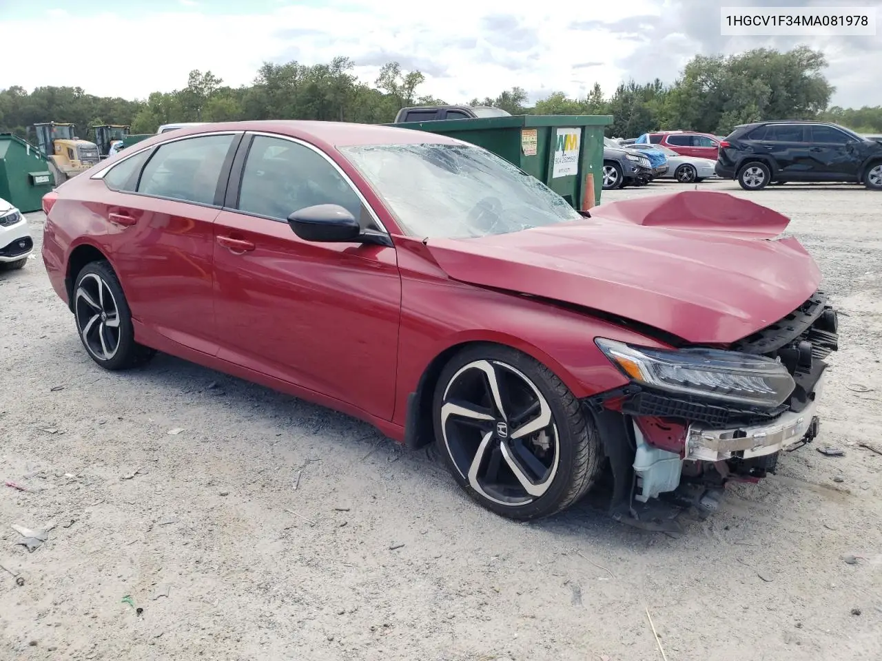 2021 Honda Accord Sport VIN: 1HGCV1F34MA081978 Lot: 62688015